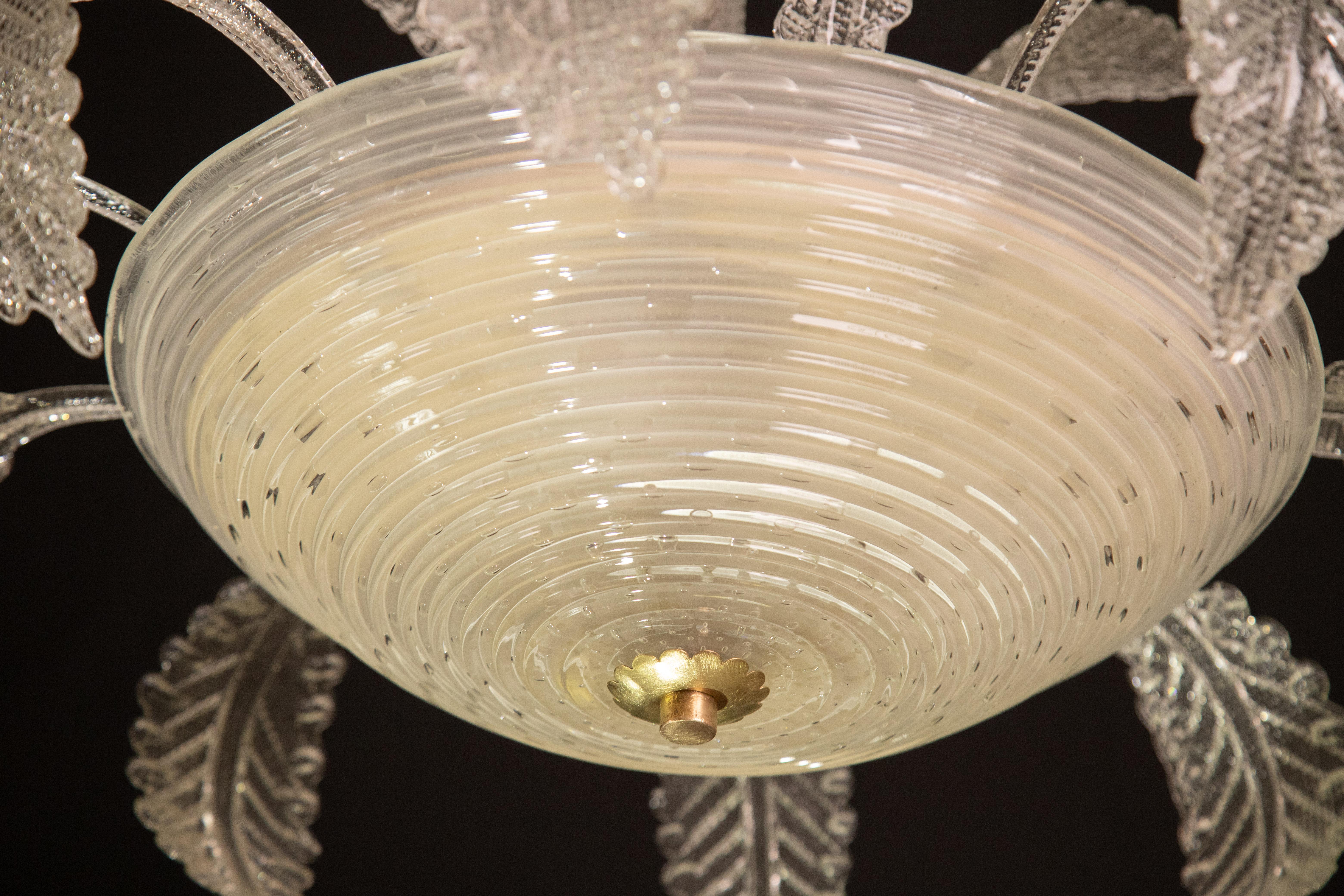 Lovely Art Deco Barovier e Toso Chandelier, Murano Glass, 1940s 4
