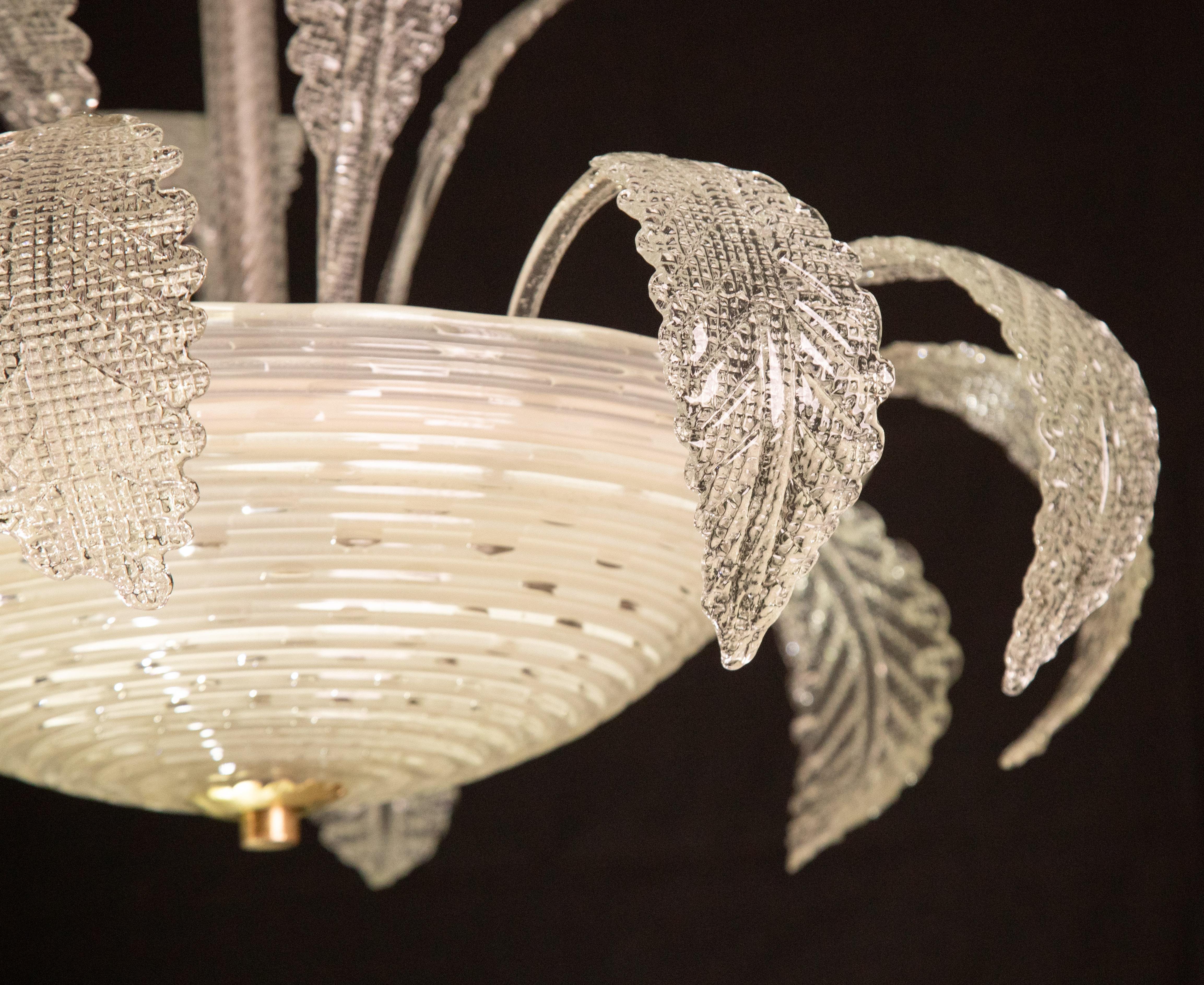 Lovely Art Deco Barovier e Toso Chandelier, Murano Glass, 1940s 5