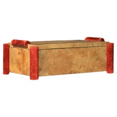Preciosa caja art déco en vitela roja y cuero al estilo de Paul Dupré-Lafon
