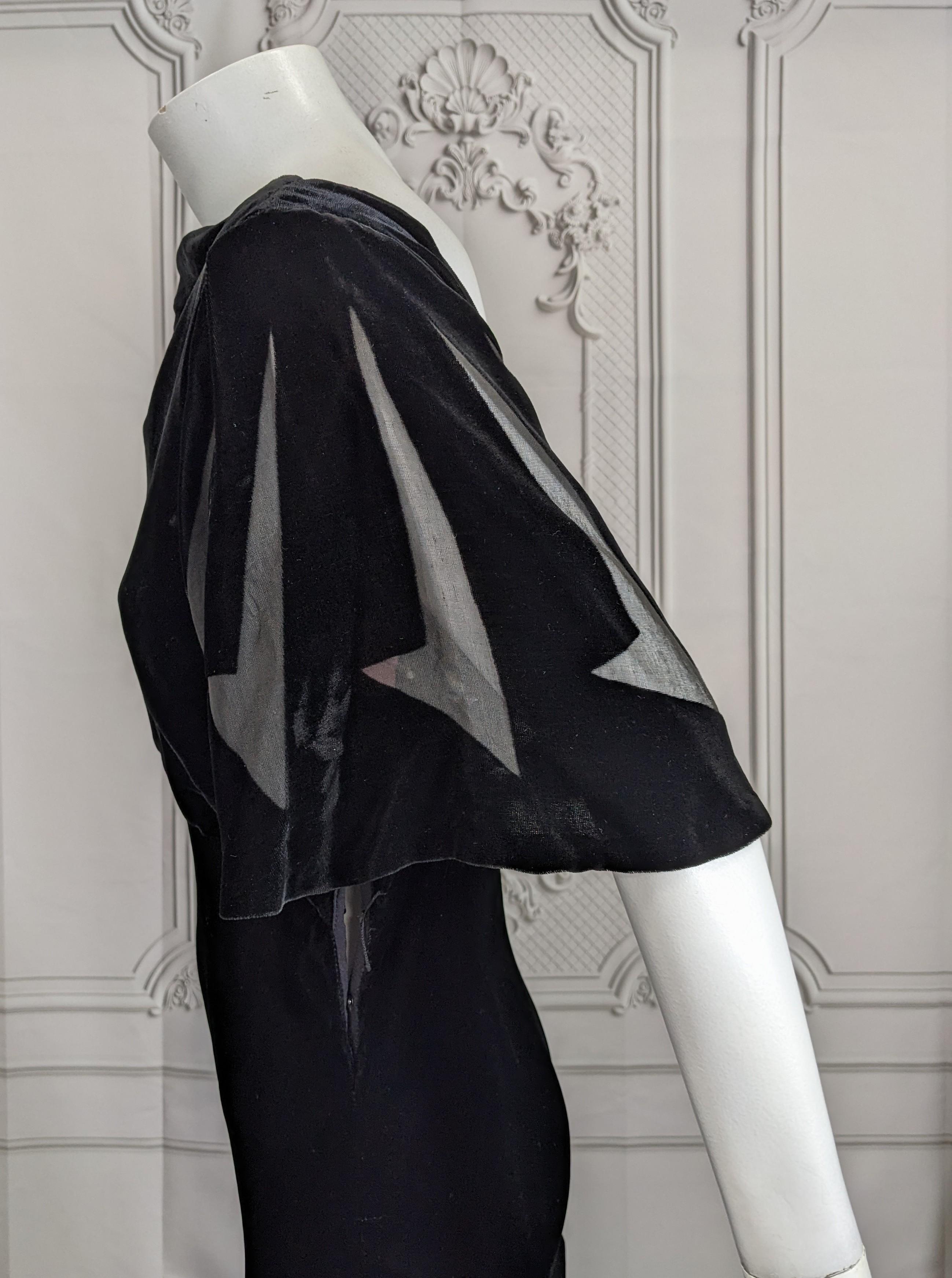 Women's Lovely Art Deco Burn Out Velvet Gown For Sale
