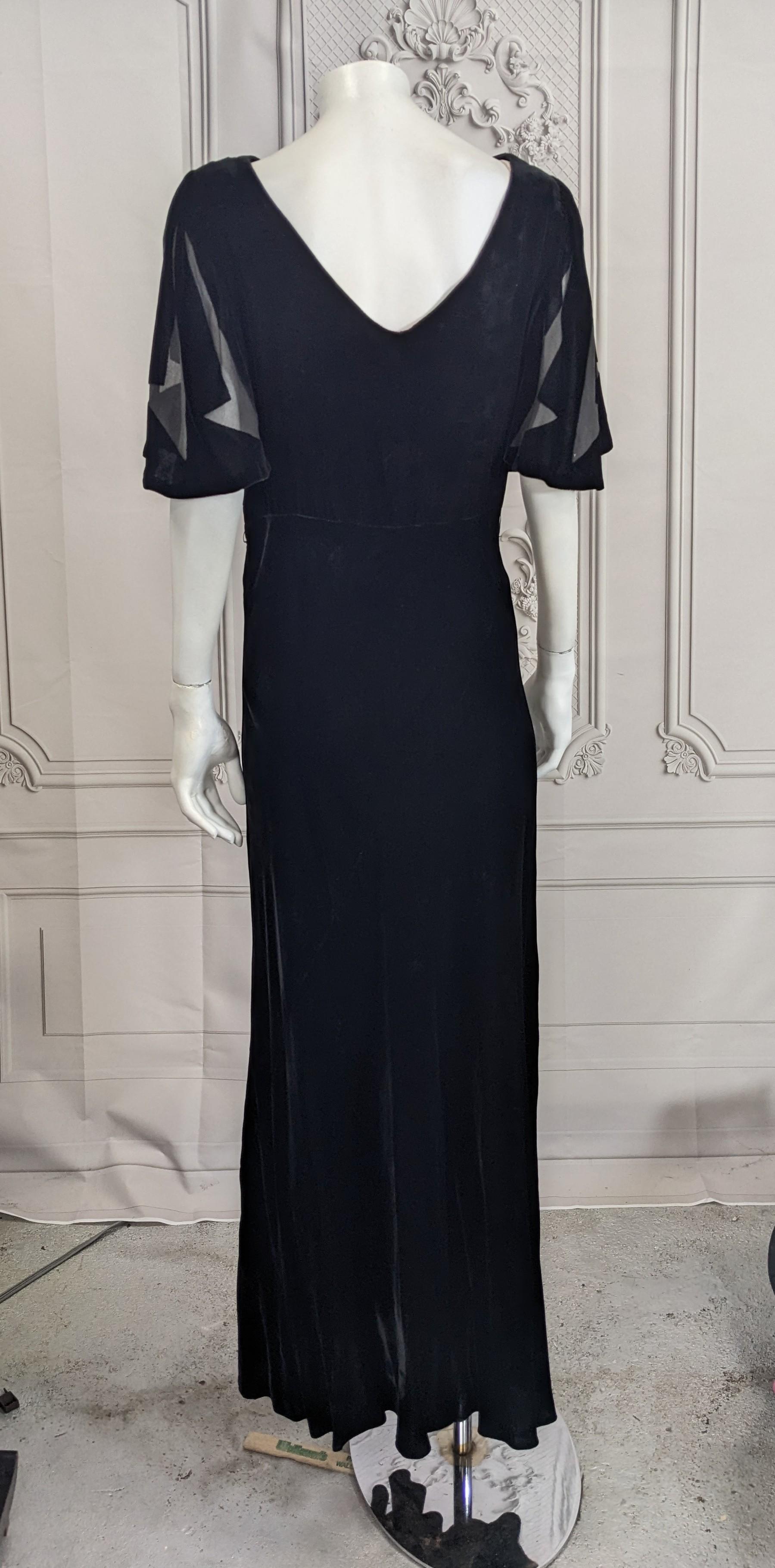 Lovely Art Deco Burn Out Velvet Gown For Sale 2