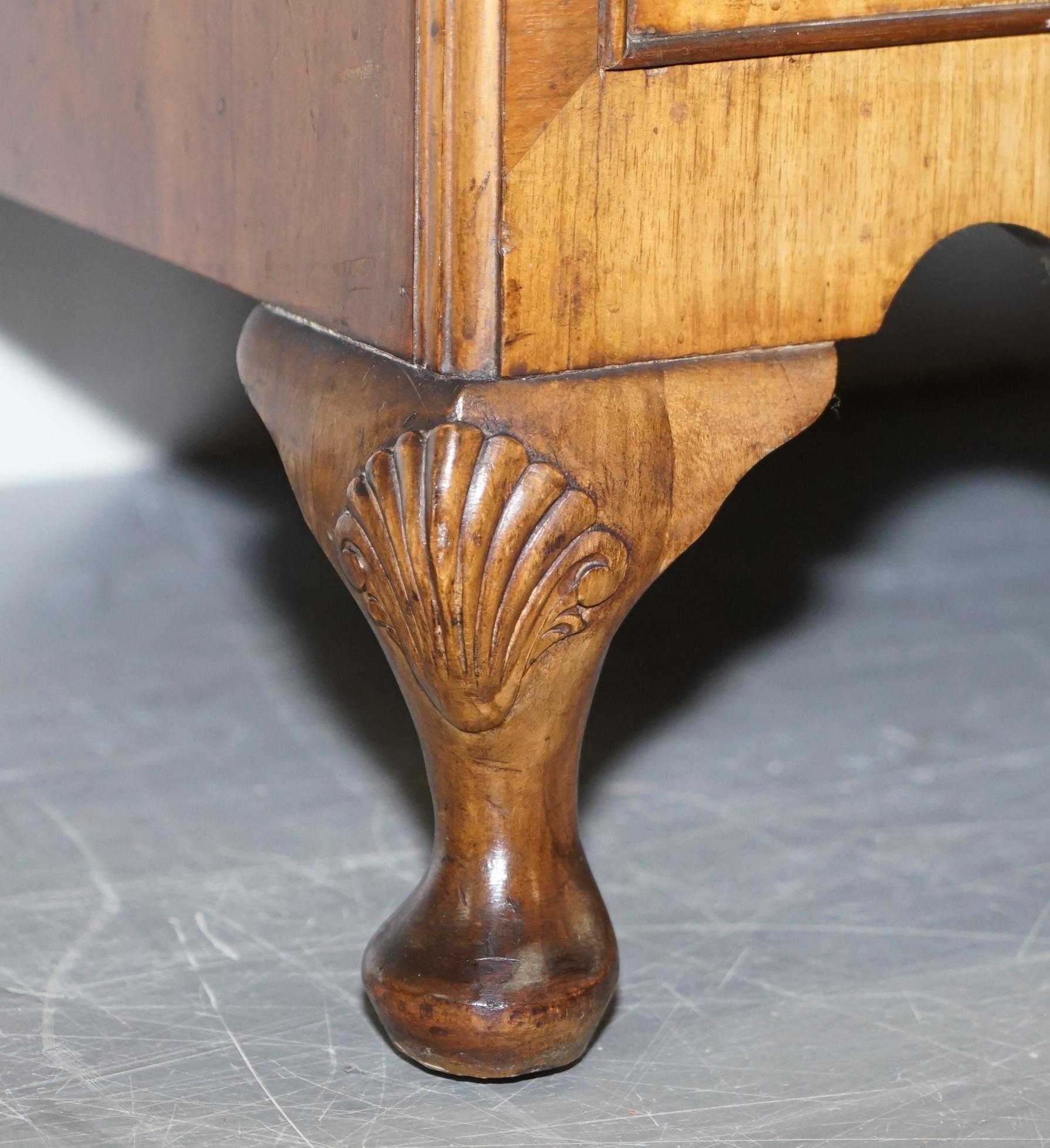 Lovely Art Deco Burr Walnut Drinks Cabinet Carved Legs, Lockable Doors Drawers 5