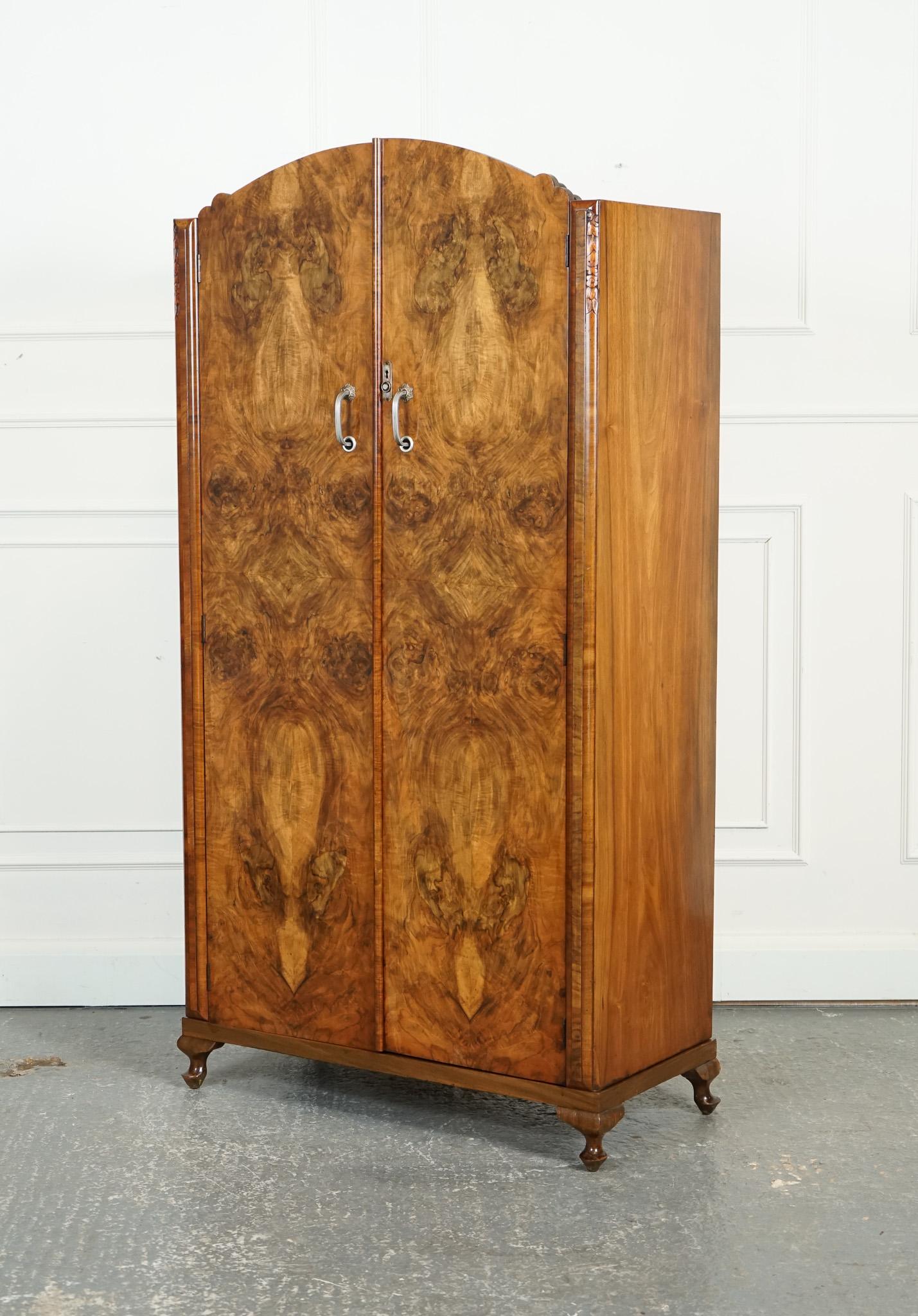 
We are delighted to offer for sale this Lovely Art Deco Burr Walnut Wardrobe. 

A lovely Art Deco burr walnut wardrobe is a stunning and sophisticated piece of furniture that epitomises the glamour and style of the Art Deco era. The use of burr