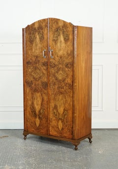 LOVELY ART DECO BURR WALNUT SMALL WARDROBe