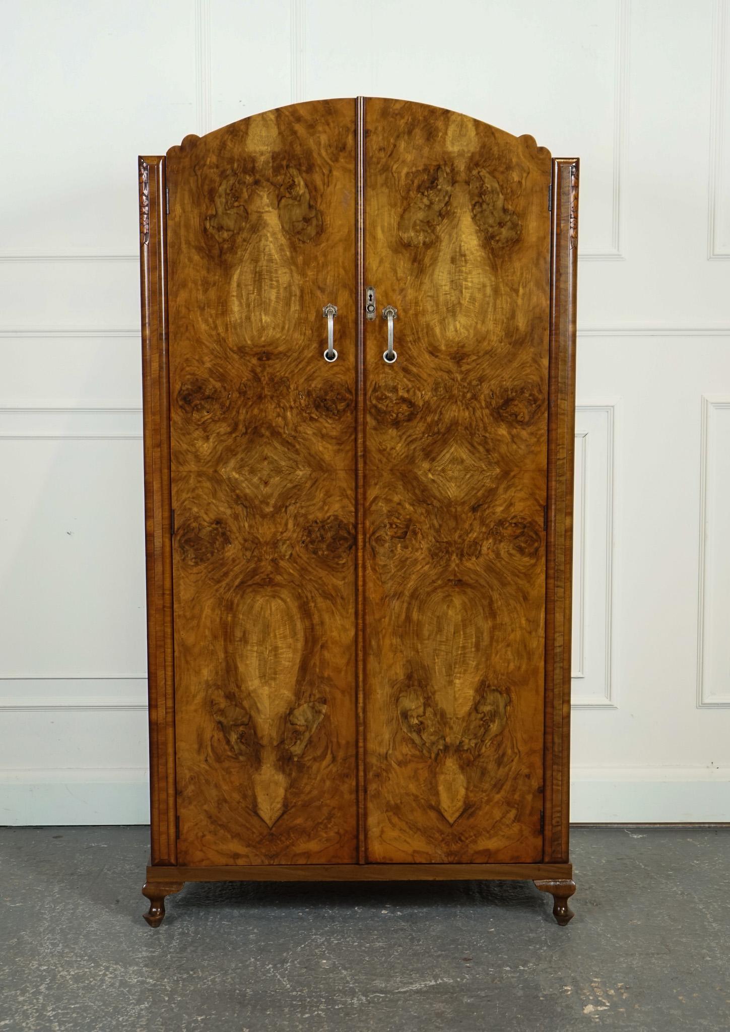 
We are delighted to offer for sale this Lovely Art Deco Burr Walnut Wardrobe. 

A lovely Art Deco burr walnut wardrobe is a stunning and sophisticated piece of furniture that epitomises the glamour and style of the Art Deco era. The use of burr