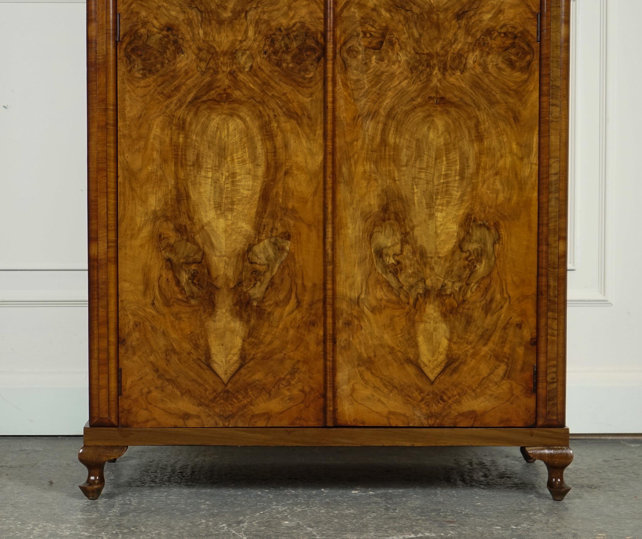Hand-Crafted LOVELY ART DECO BURR WALNUT SMALL WARDROBe