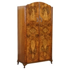 LOVELY ART DECO BURR WALNUT SMALL WARDROBe