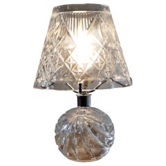 Antique Lovely Art Deco Crystal Table Lamp and Lamp Shade