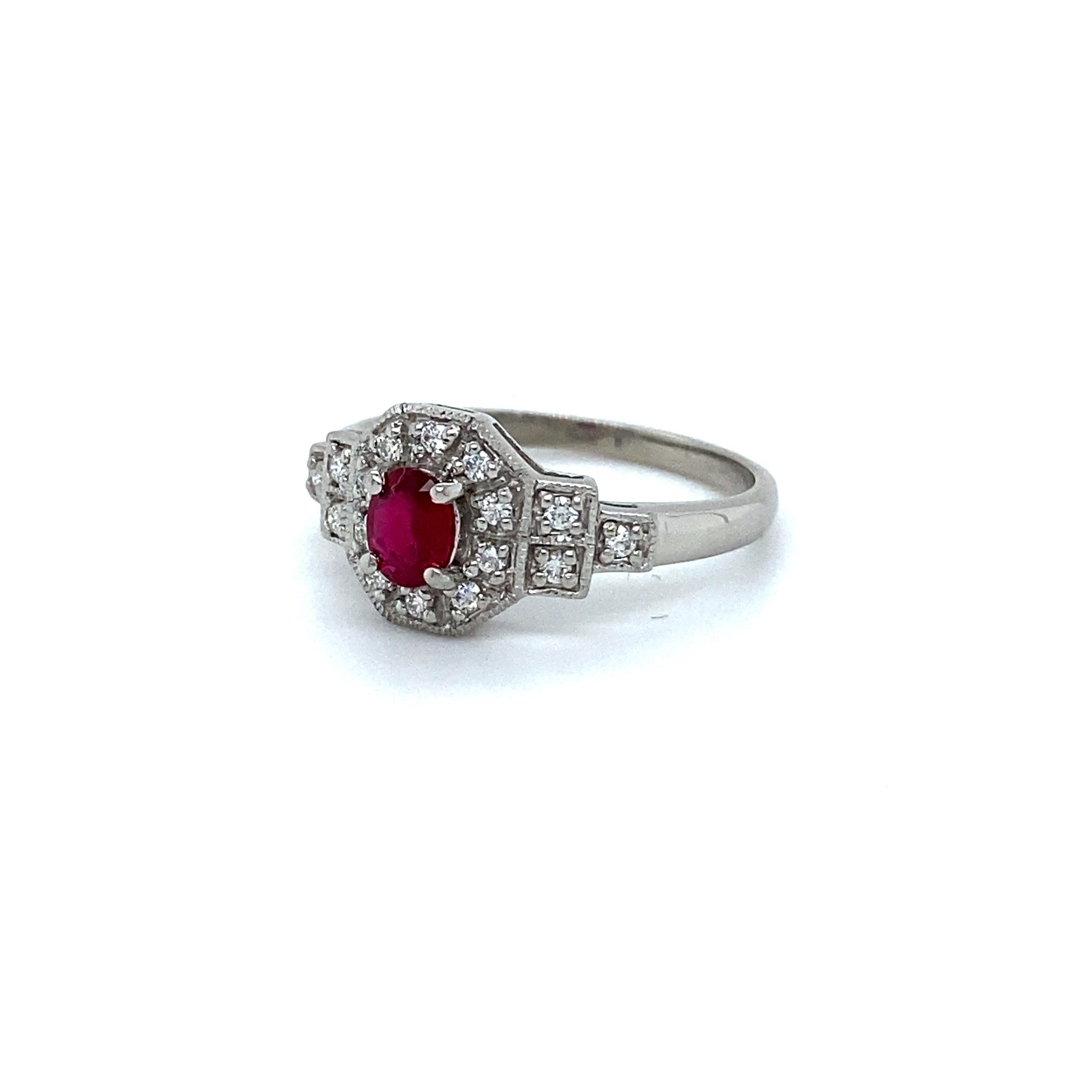 wedding ring with red stone