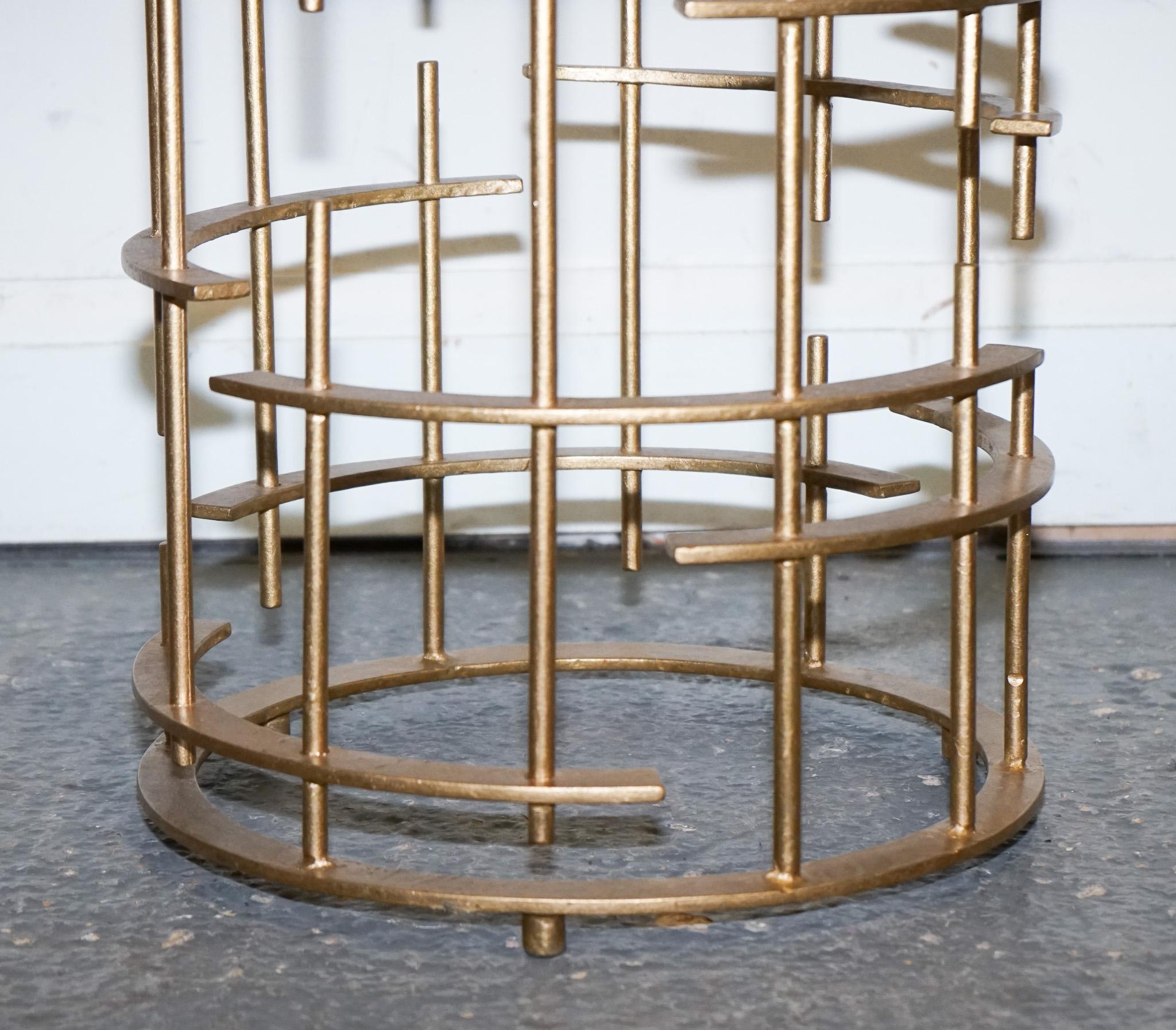 LOVELY ART DECO Style CYLINDRICAL MARBLE METAL GOLD BASE PLANT LAMP SiDE TABLE (Britisch) im Angebot