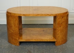 LOVELY ART DECO STYLE OVAL BURR WALNUT COFFEE TABLE j1