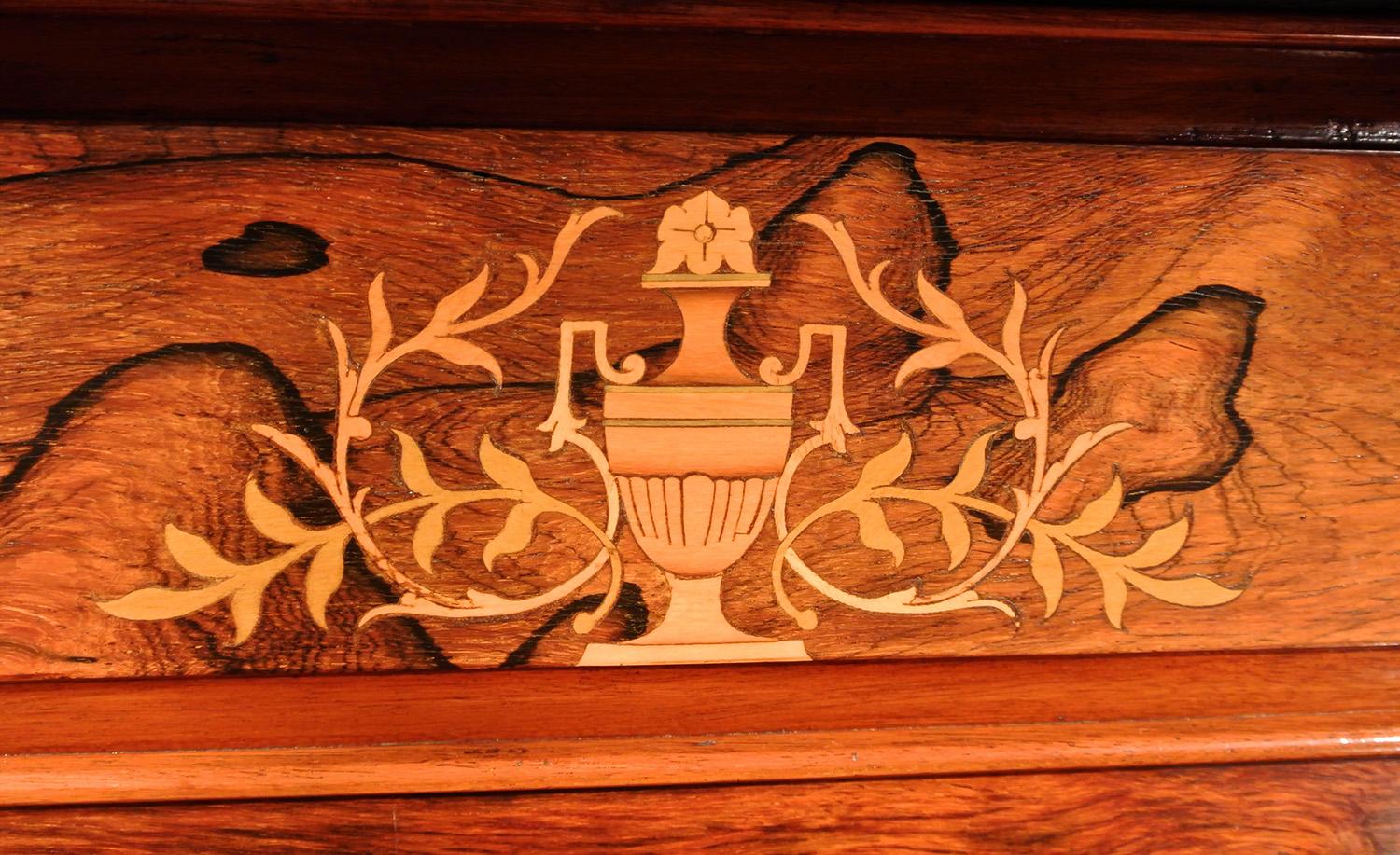 Art Nouveau Marquetry Inlaid Rosewood Display Cabinet, circa 1880 In Good Condition For Sale In Dallington, East Sussex