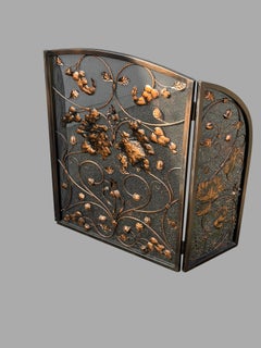 Lovely Art Nouveau Style Fire Screen with Applied Foliate and Vine Decoration