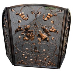 Lovely Art Nouveau Style Fire Screen with Applied Foliate and Vine Decoration