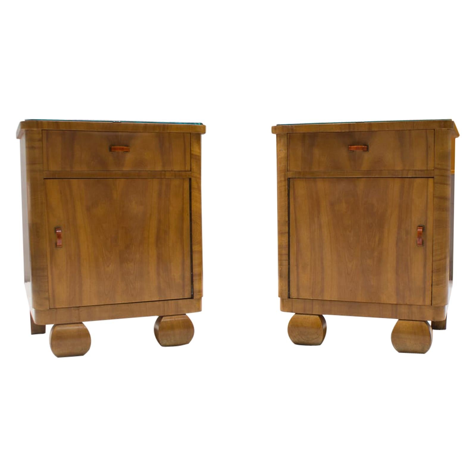 Lovely Austrian Art Deco Nightstands, 1960s, Set of 2