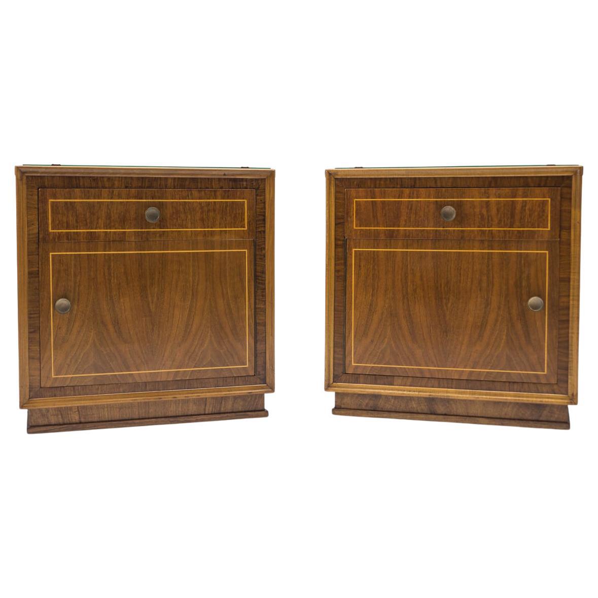 Lovely Austrian Art Deco Nightstands with Inlays, 1930s, Set of 2 For Sale