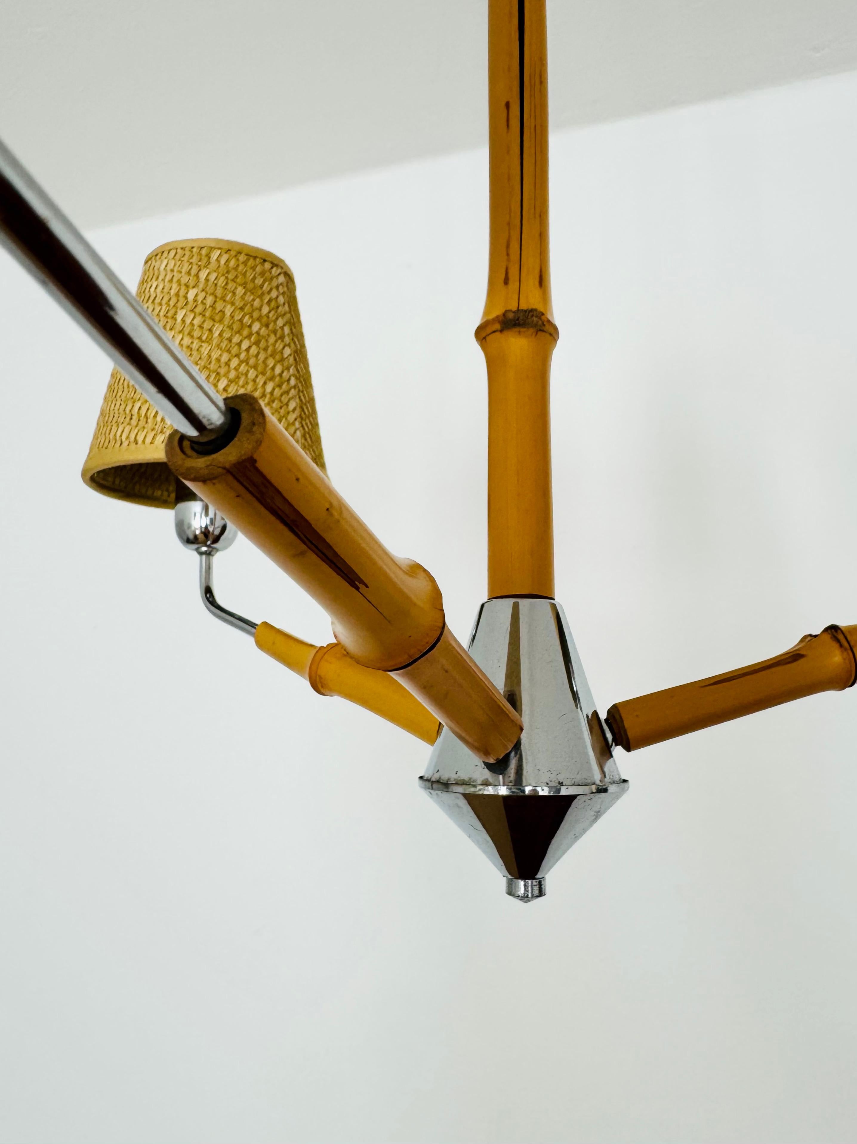 Grazioso lampadario austriaco in bambù di Rupert Nikoll in vendita 3