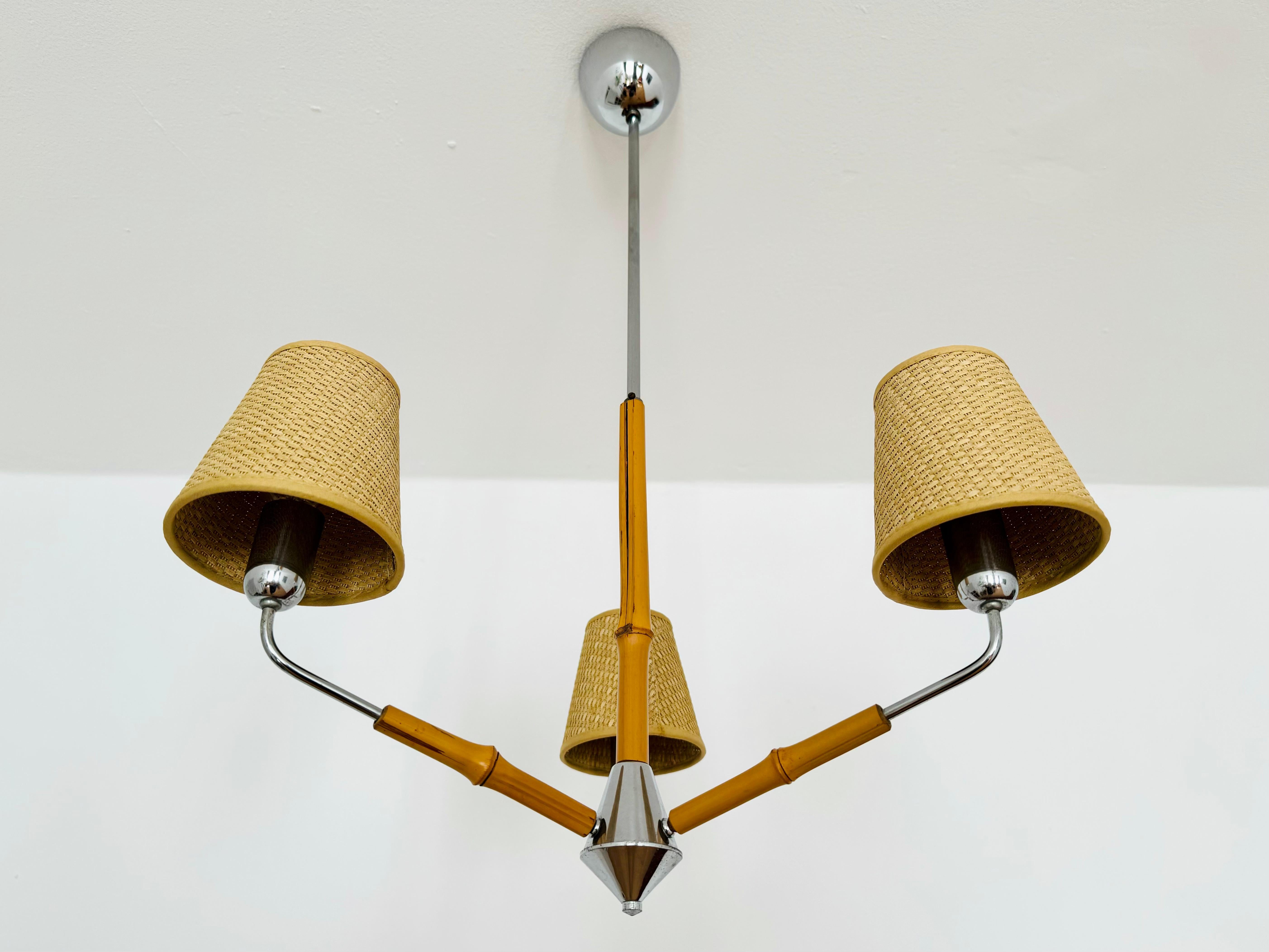 Grazioso lampadario austriaco in bambù di Rupert Nikoll In condizioni buone in vendita a München, DE