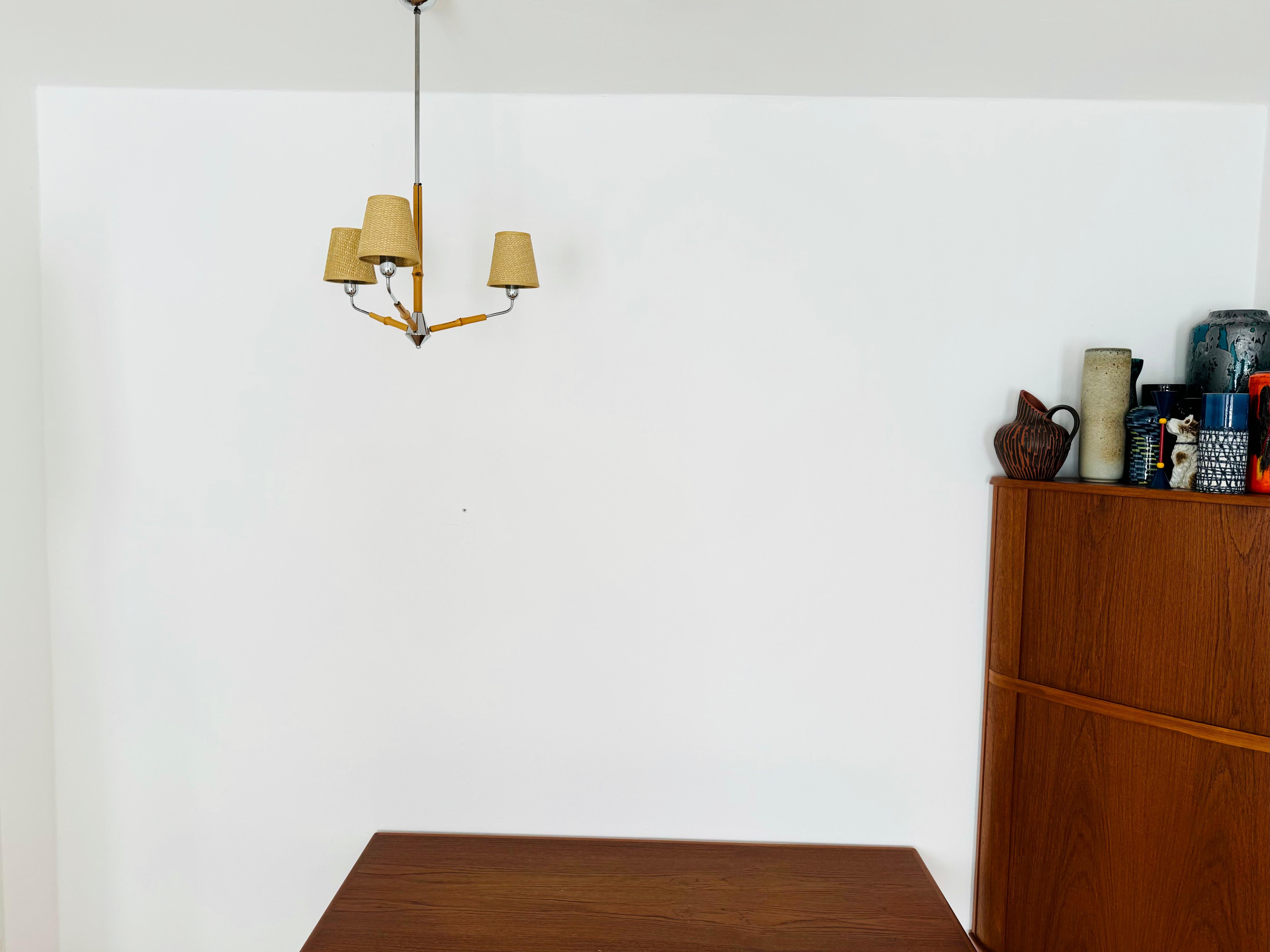 Metallo Grazioso lampadario austriaco in bambù di Rupert Nikoll in vendita