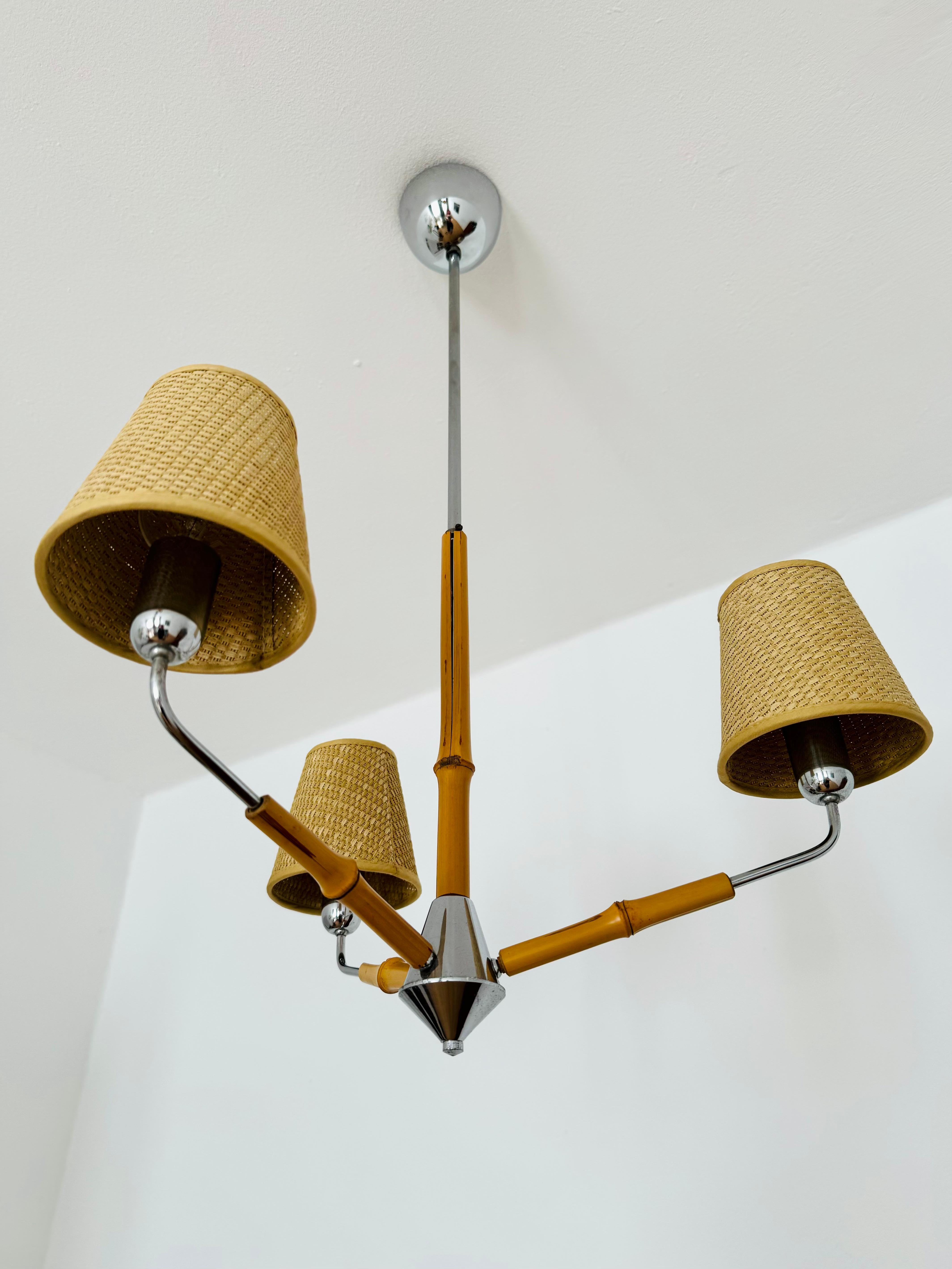 Grazioso lampadario austriaco in bambù di Rupert Nikoll in vendita 2
