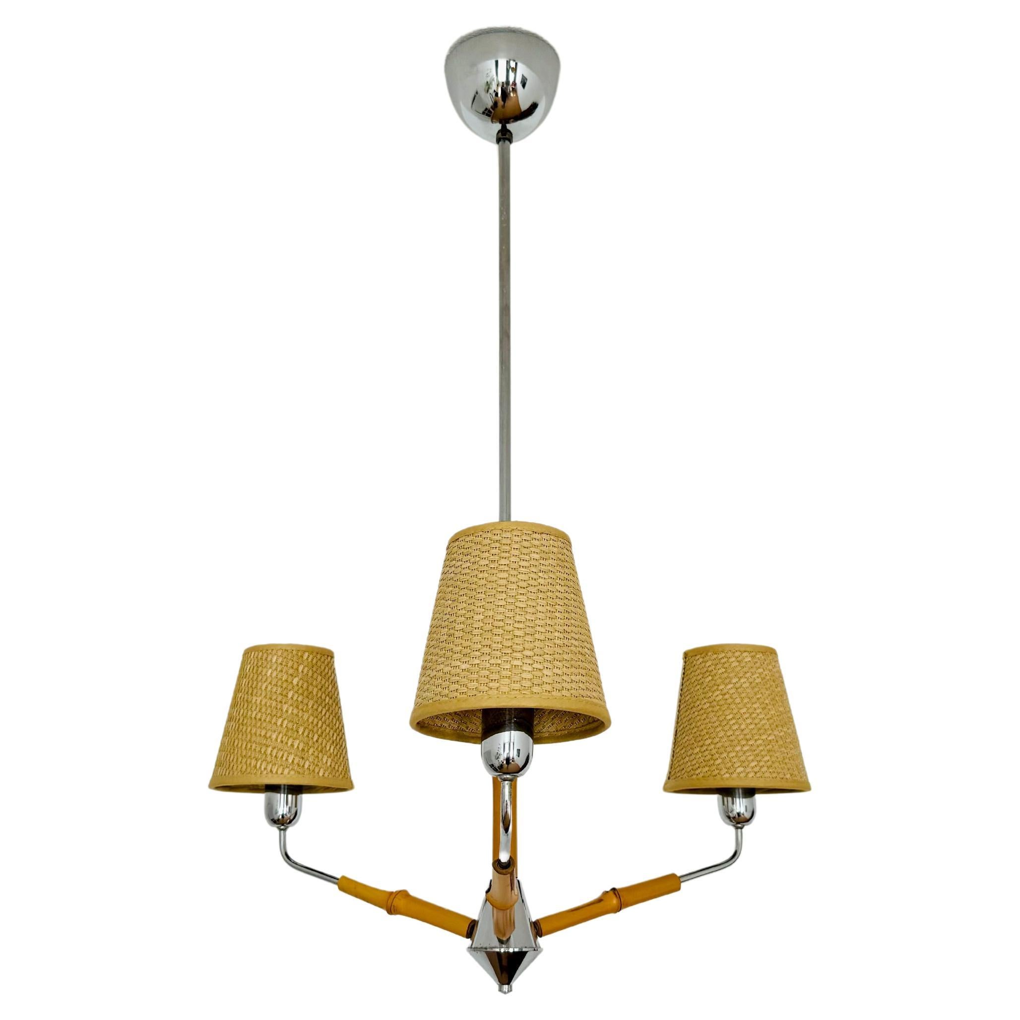 Lovely Austrian Bamboo Chandelier by Rupert Nikoll