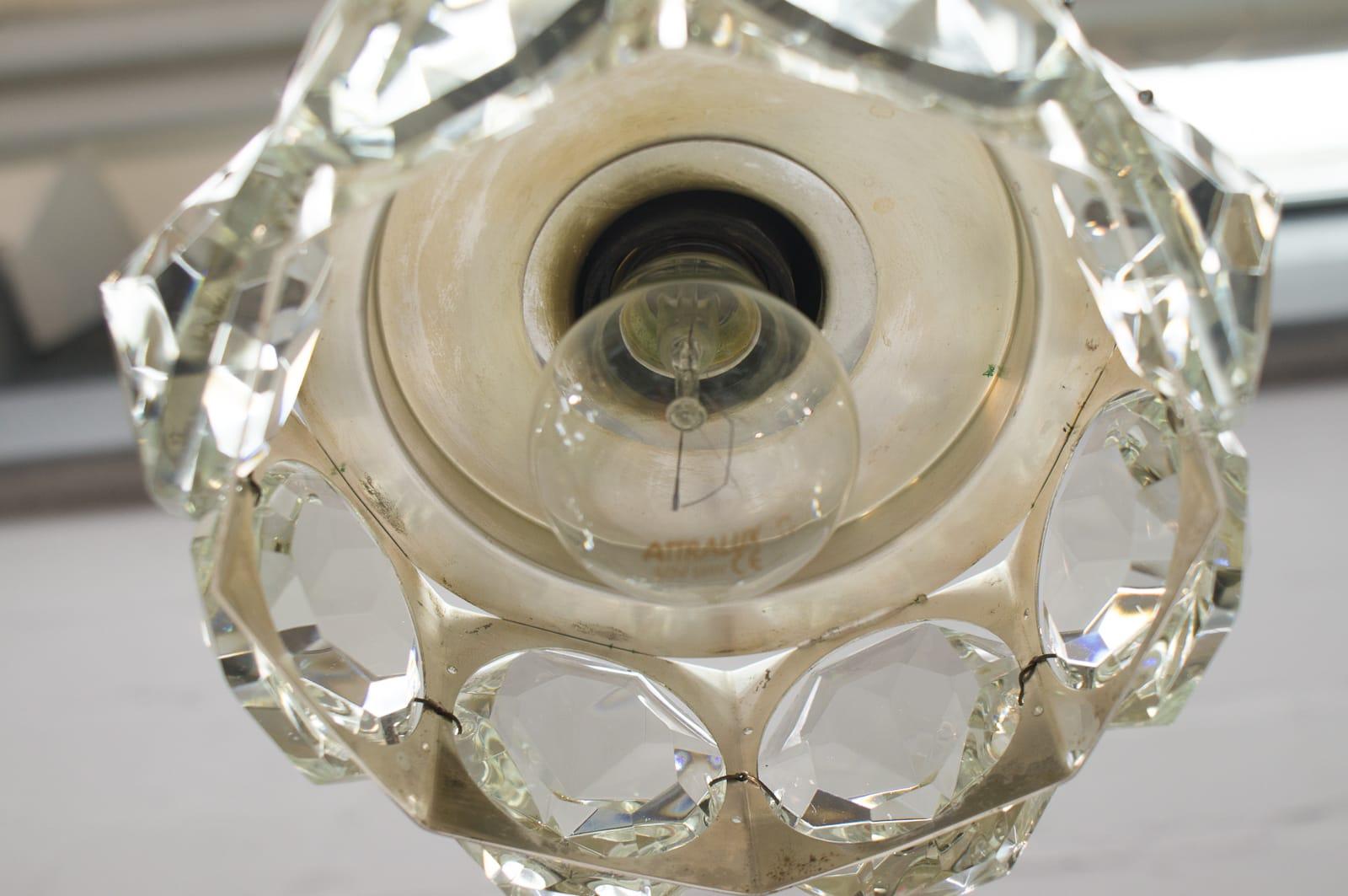 Graziosa lampada da soffitto Bakalowits & Söhne con grandi diamanti di vetro, anni '70 in vendita 3