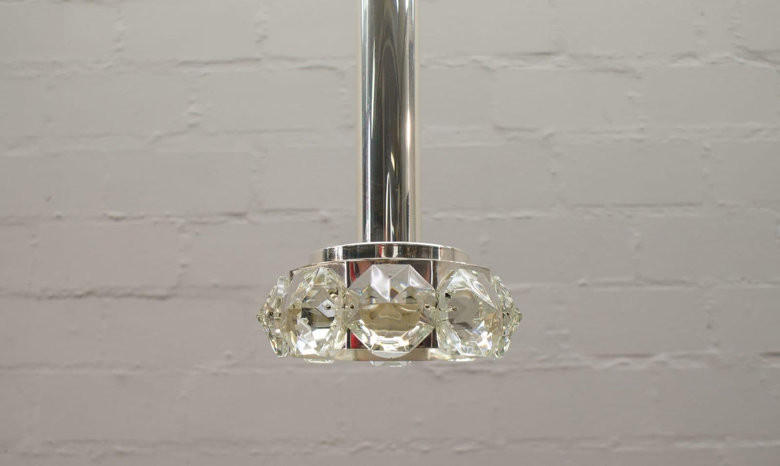 Graziosa lampada da soffitto Bakalowits & Söhne con grandi diamanti di vetro, anni '70 in vendita 4