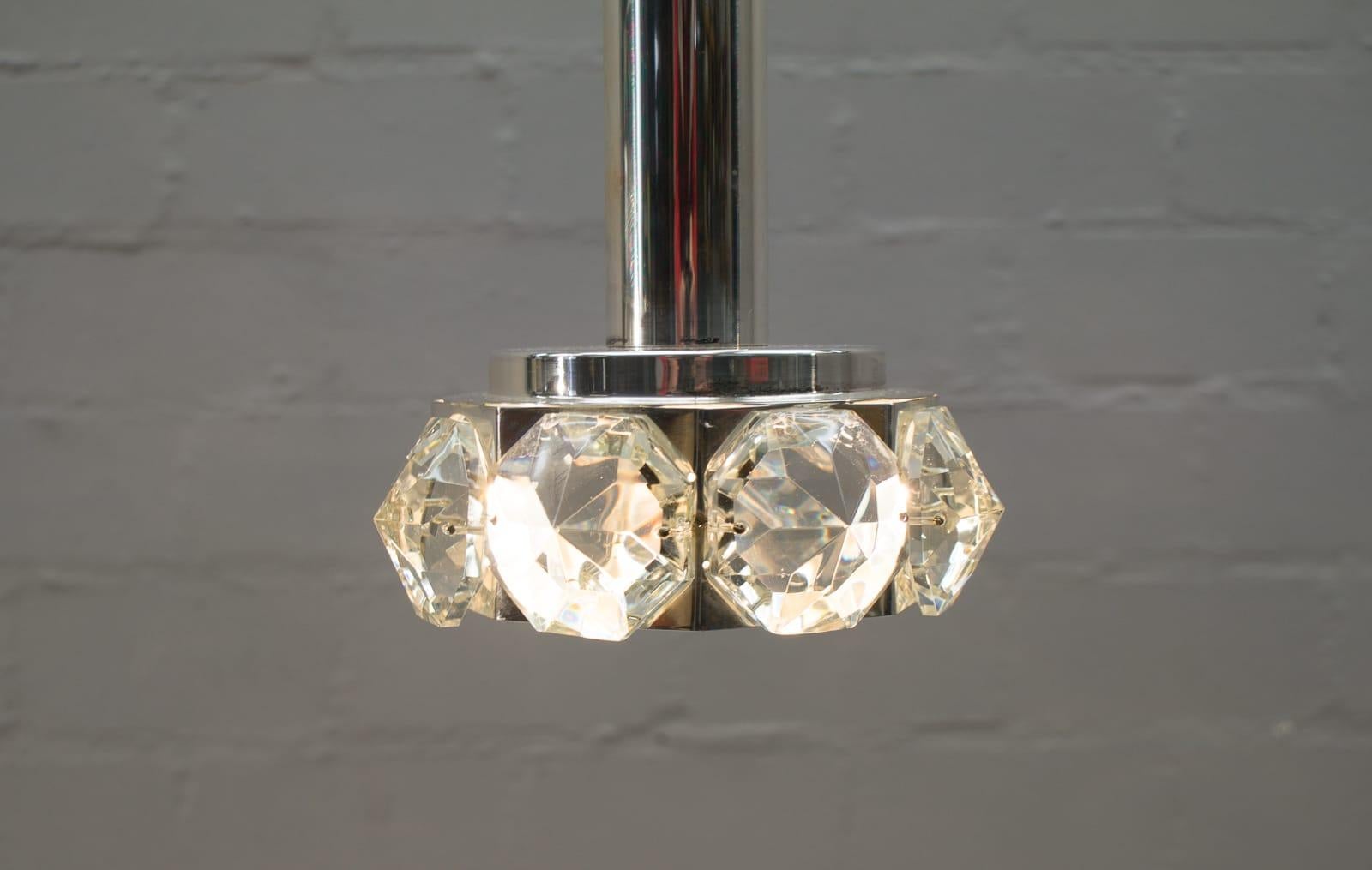 Graziosa lampada da soffitto Bakalowits & Söhne con grandi diamanti di vetro, anni '70 In condizioni buone in vendita a Nürnberg, Bayern