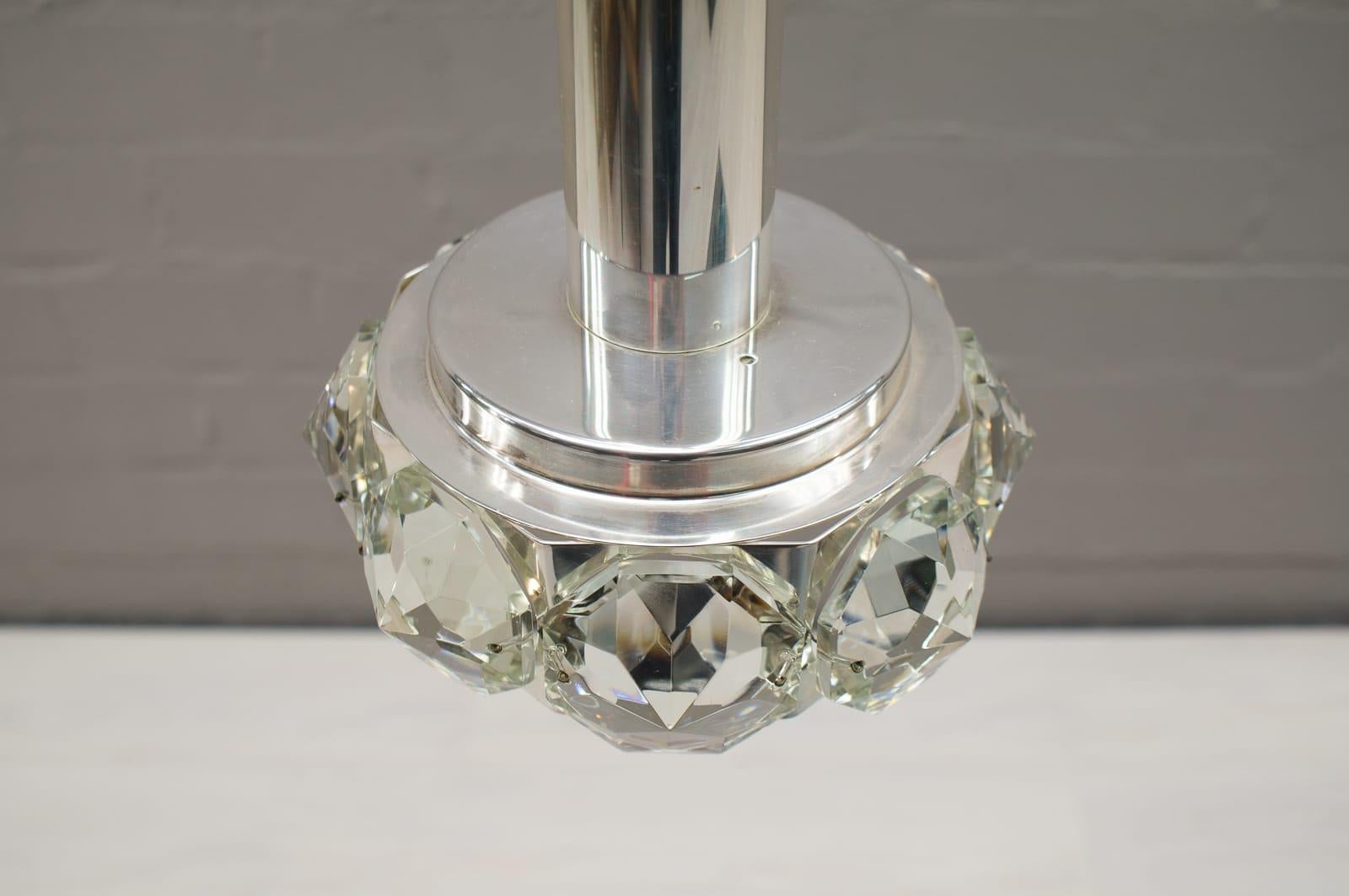 Metallo Graziosa lampada da soffitto Bakalowits & Söhne con grandi diamanti di vetro, anni '70 in vendita