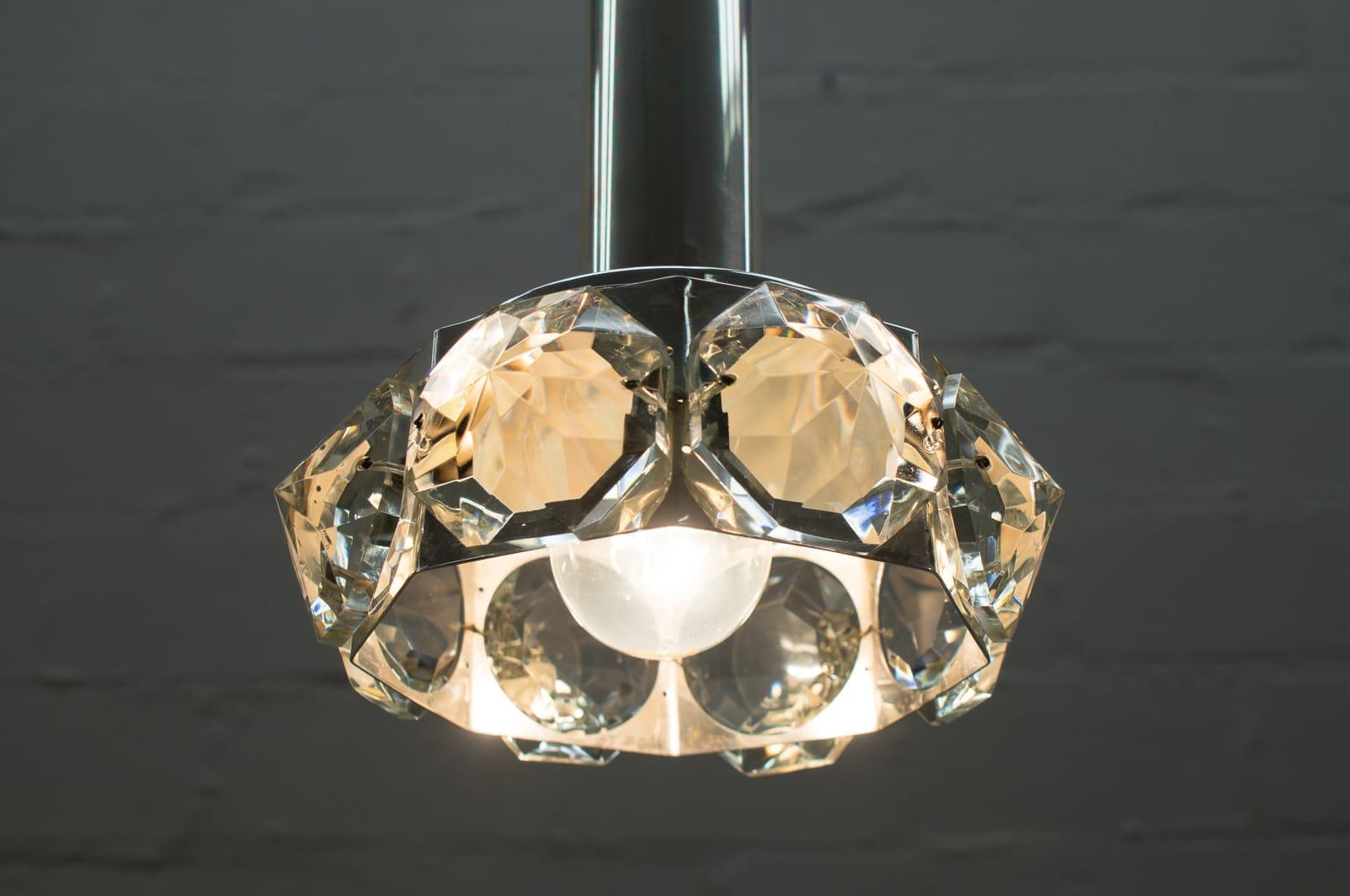 Graziosa lampada da soffitto Bakalowits & Söhne con grandi diamanti di vetro, anni '70 in vendita 1