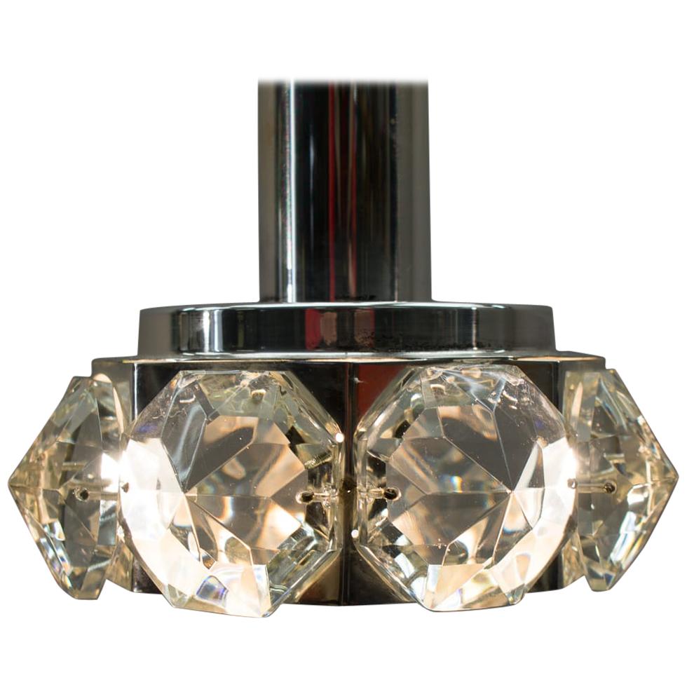 Graziosa lampada da soffitto Bakalowits & Söhne con grandi diamanti di vetro, anni '70 in vendita