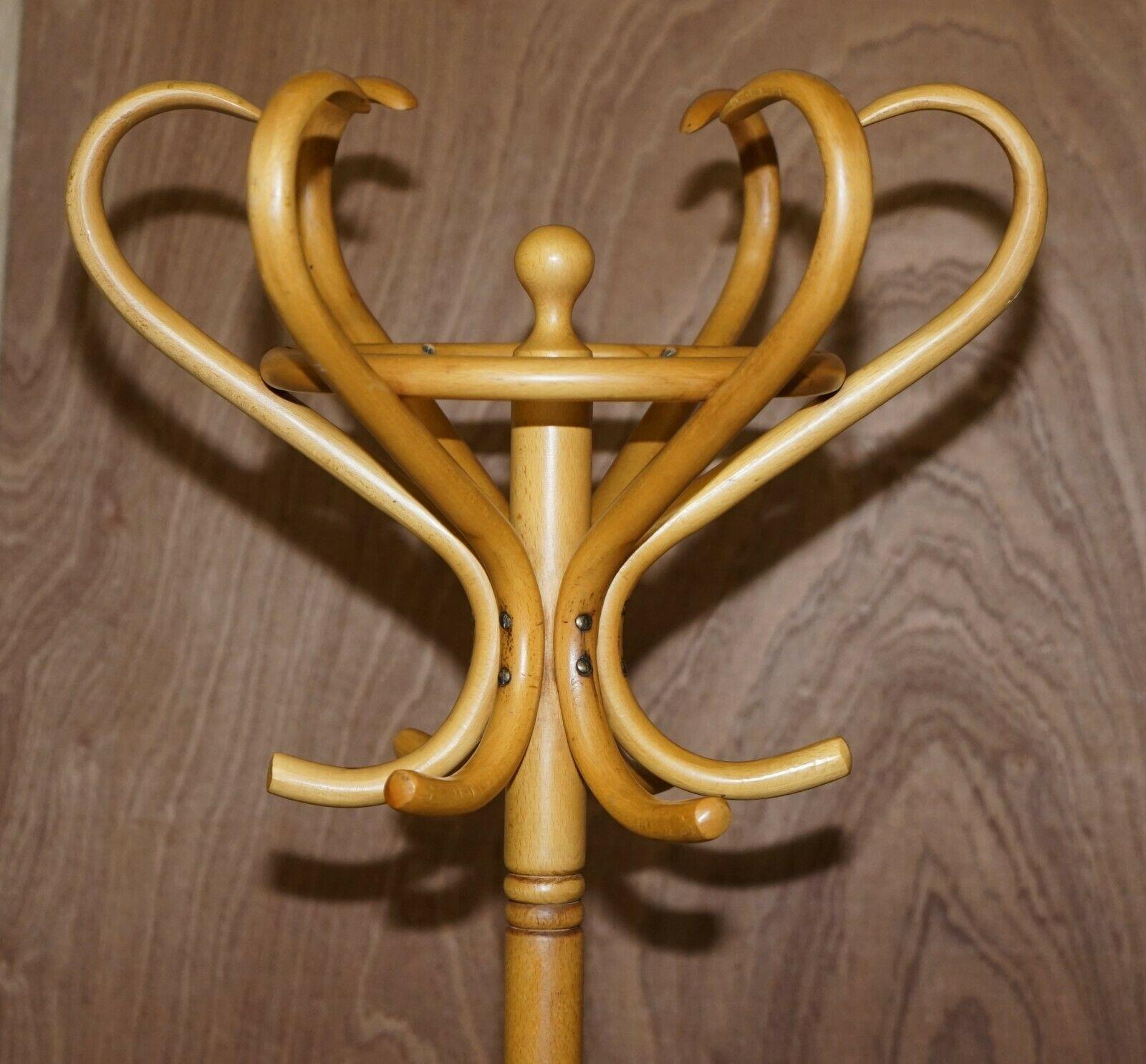 Mid-Century Modern Lovely Beech Wood Very Tall Thonet Bentwood Coat Hat & Scarf Rack or Stand