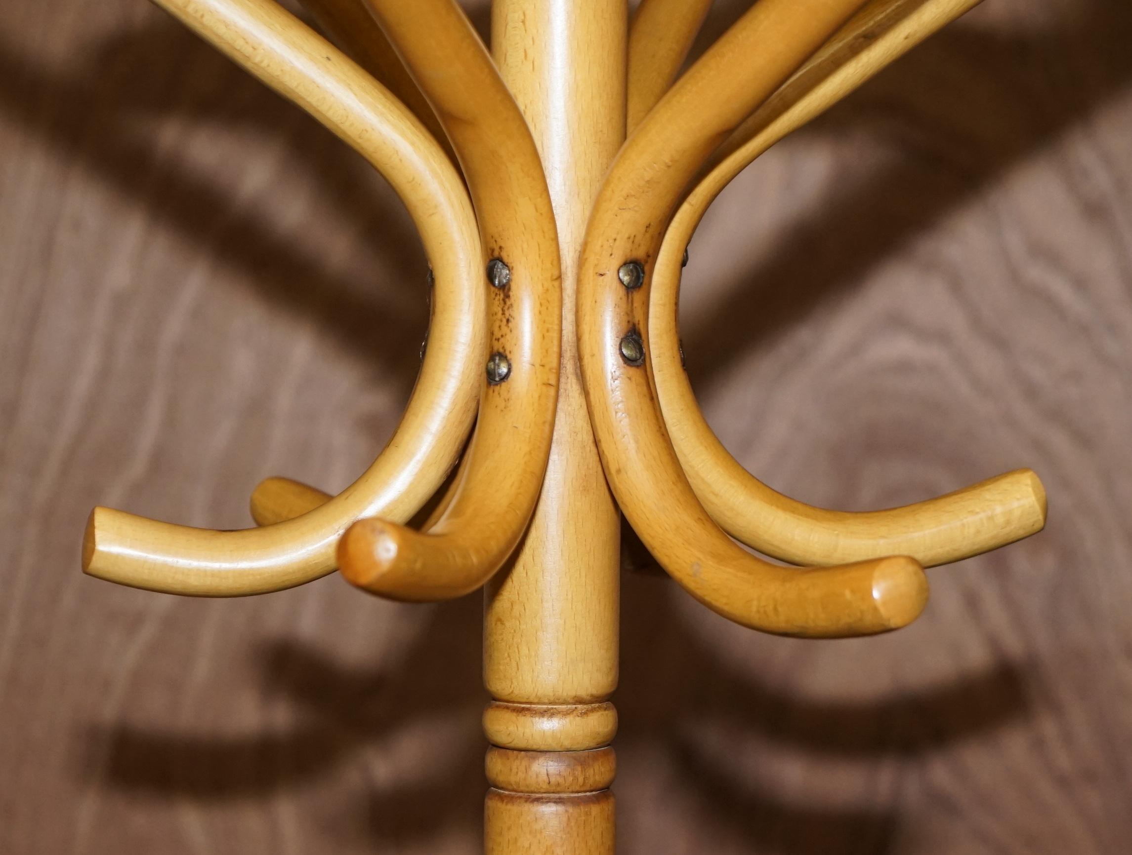 English Lovely Beech Wood Very Tall Thonet Bentwood Coat Hat & Scarf Rack or Stand