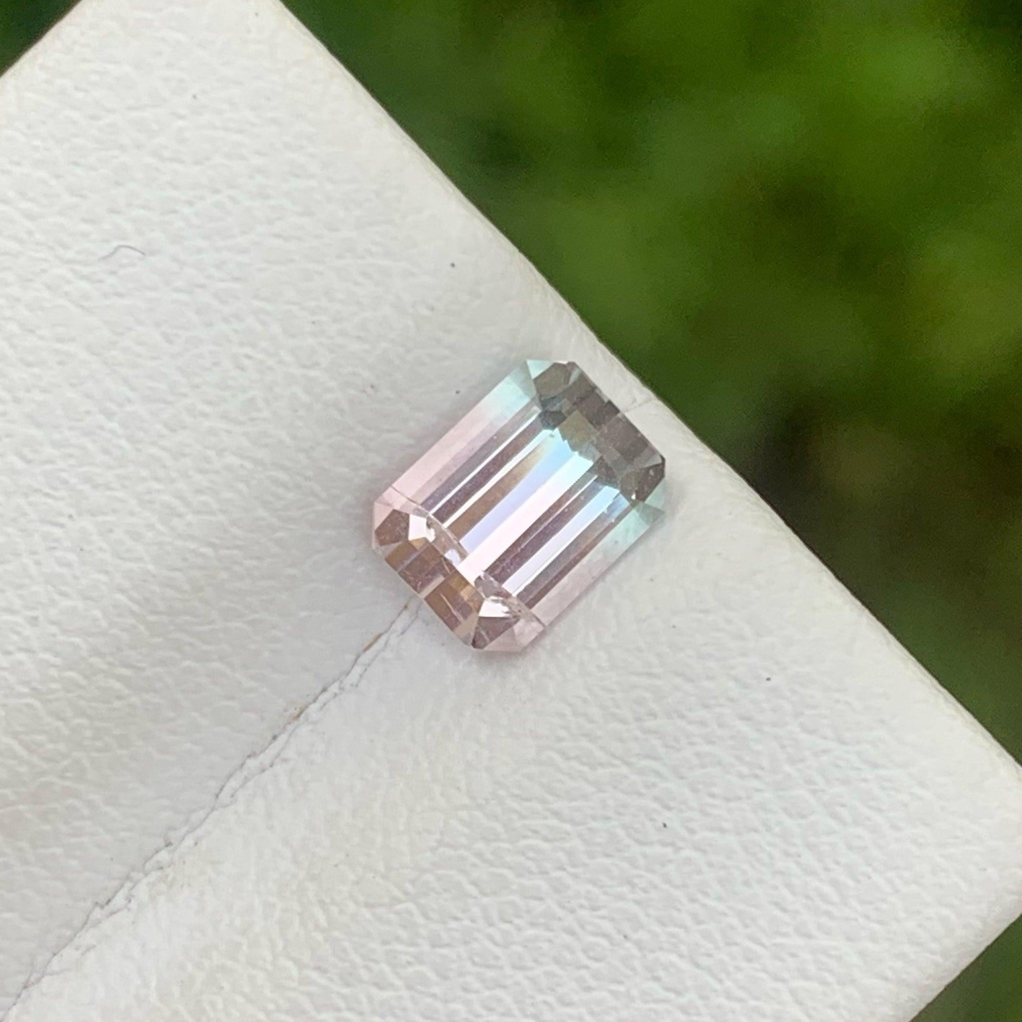 Emerald Cut Lovely Bicolor Tourmaline Cut Gemstone 1.25 CT Afghan Tourmaline for Jewelry For Sale