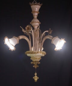 Lovely Bicolor Vintage Venetian Chandelier, Murano Glass, 1950s