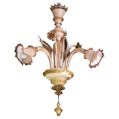 Lovely Bicolor Vintage Venetian Chandelier, Murano Glass, 1950s