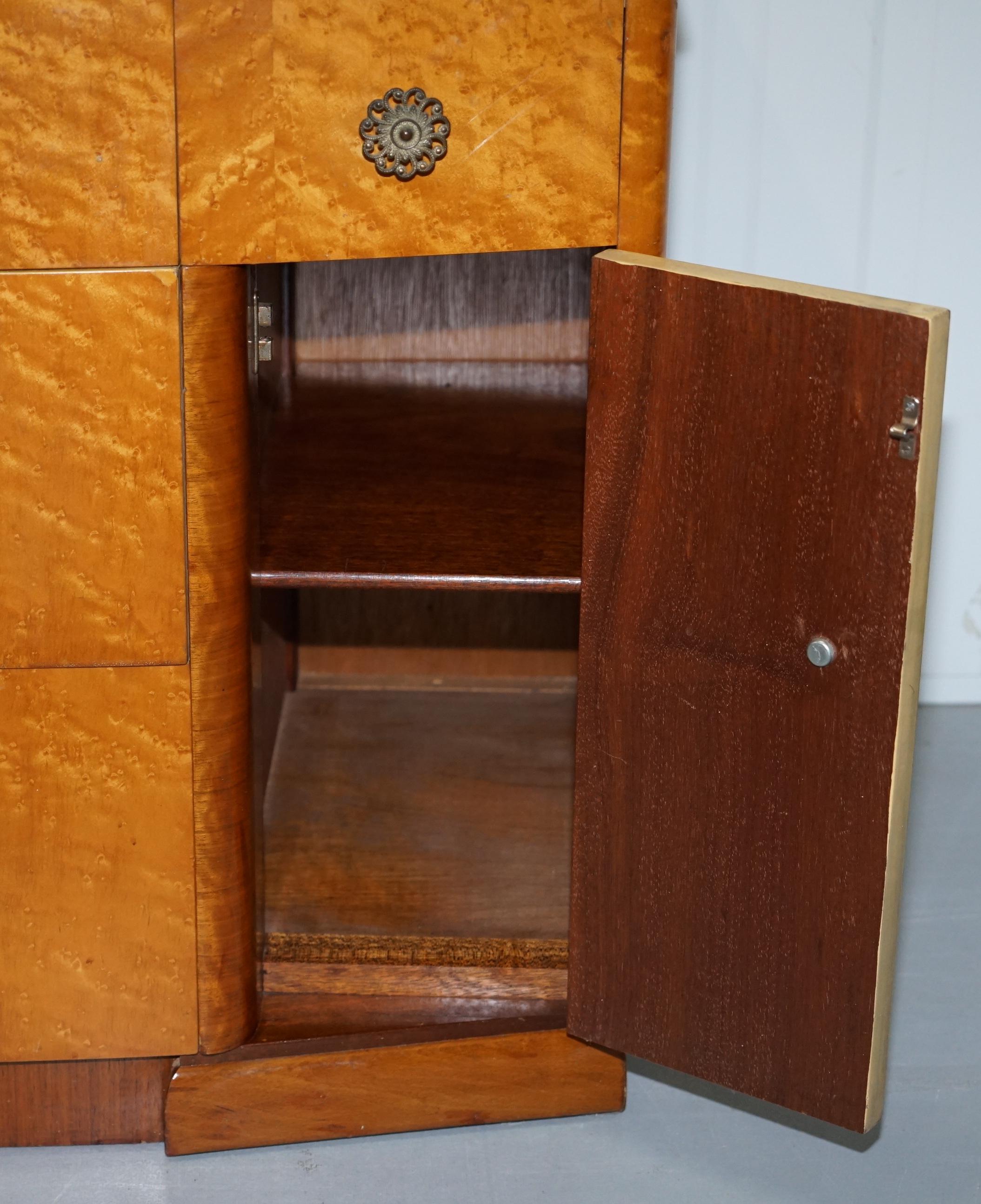 Lovely Birdseye Maple Dressing Table, Glass Top & Mirror by Tudor Rose Bros Ltd 11