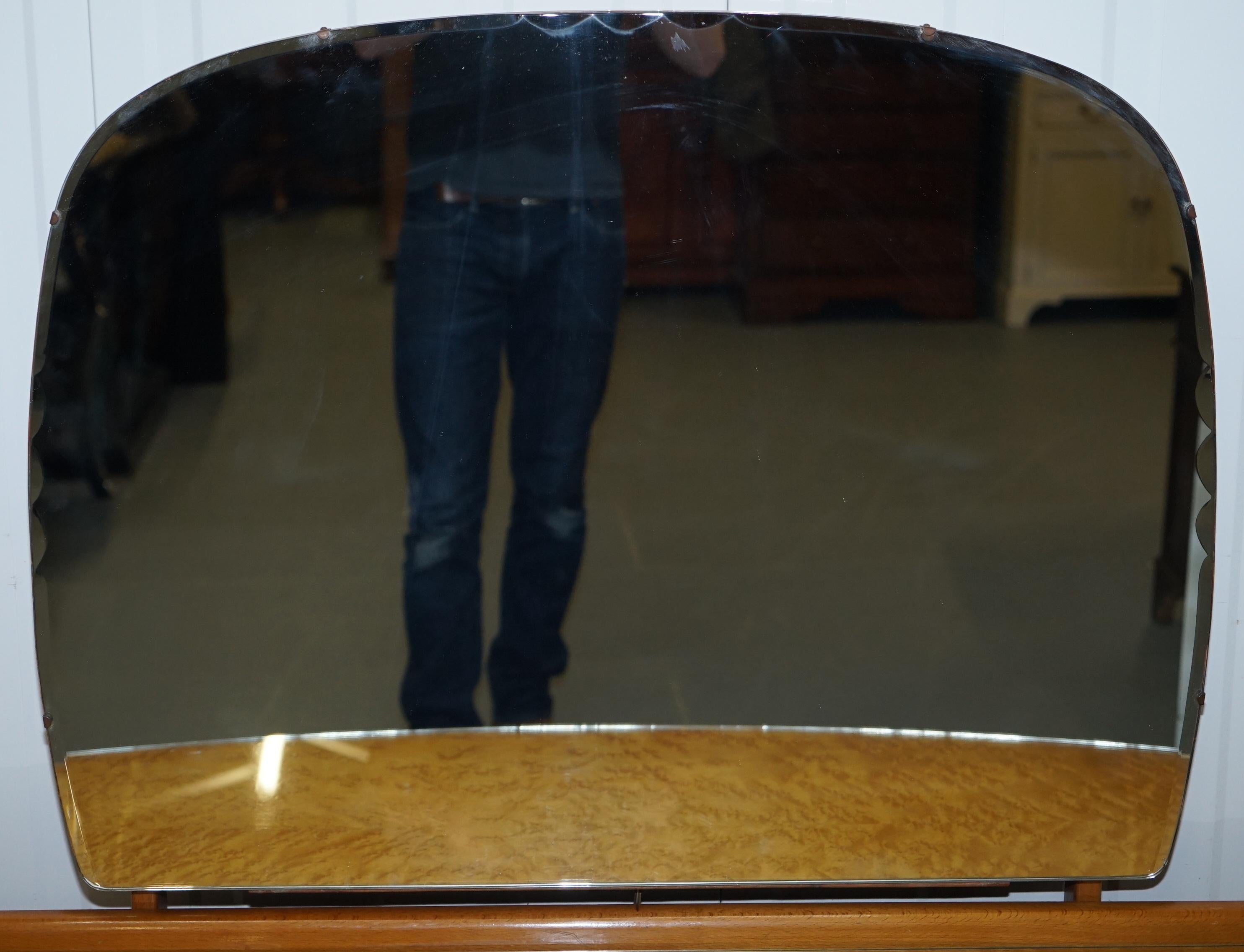 Art Deco Lovely Birdseye Maple Dressing Table, Glass Top & Mirror by Tudor Rose Bros Ltd