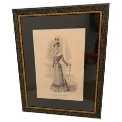 Vintage Lovely Black and White Engraving of Victorian Lady