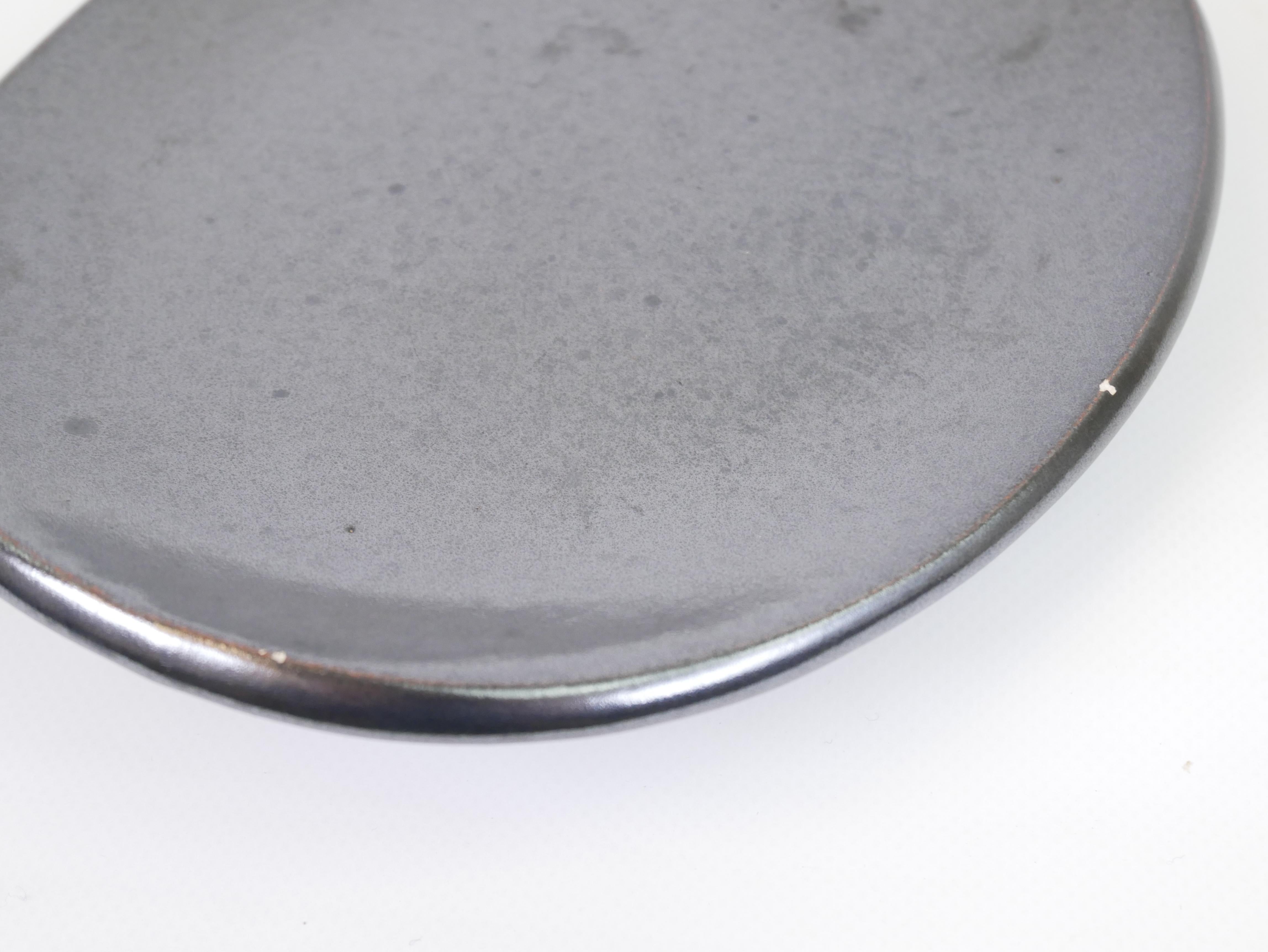 Lovely black ceramic plate or tidy by Madoura Plein Feu Vallauris circa 1950 For Sale 7