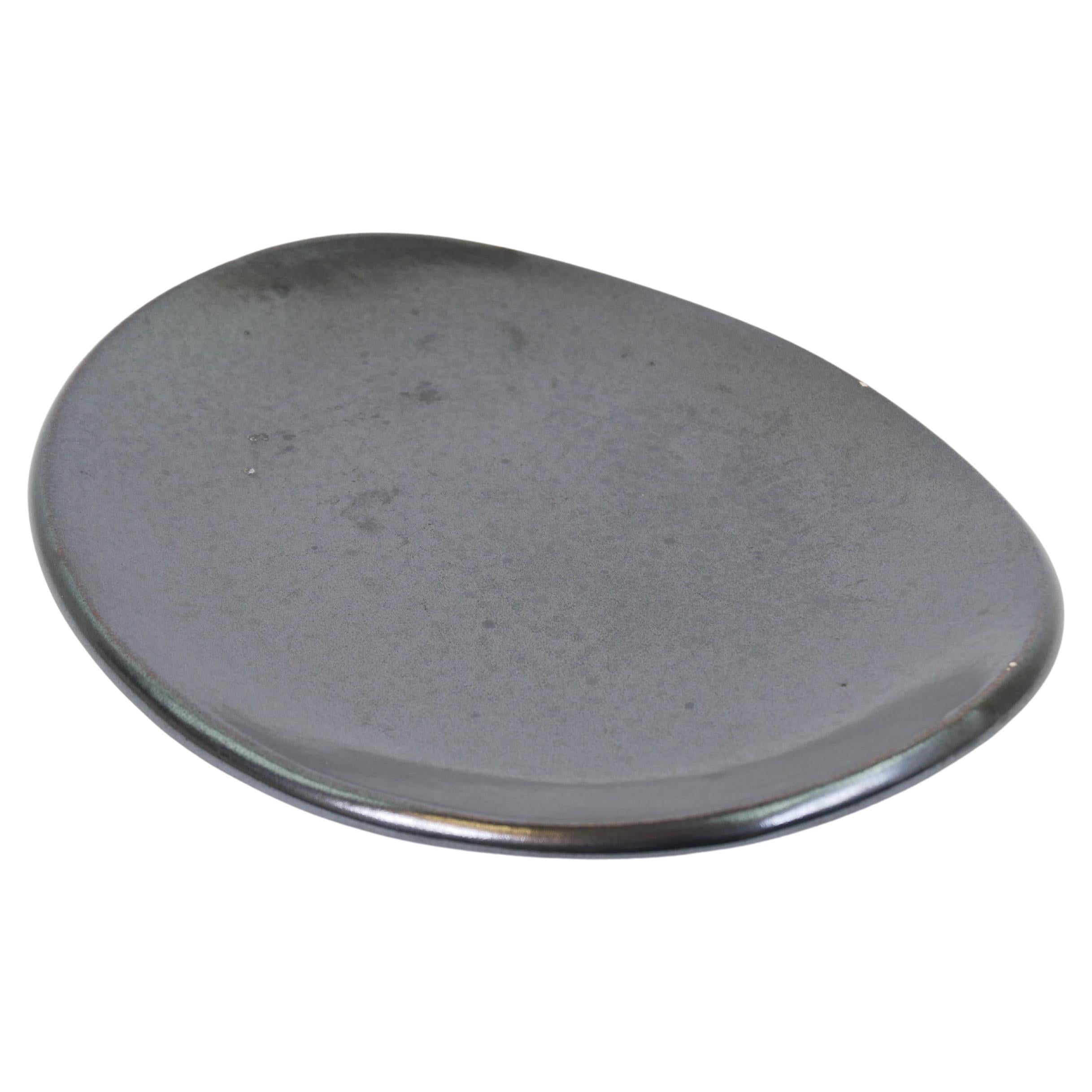 Lovely black ceramic plate or tidy by Madoura Plein Feu Vallauris circa 1950 For Sale