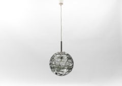 Lovely Black Murano Glass Ball Pendant Lamp by Doria, - 1960s Germany
