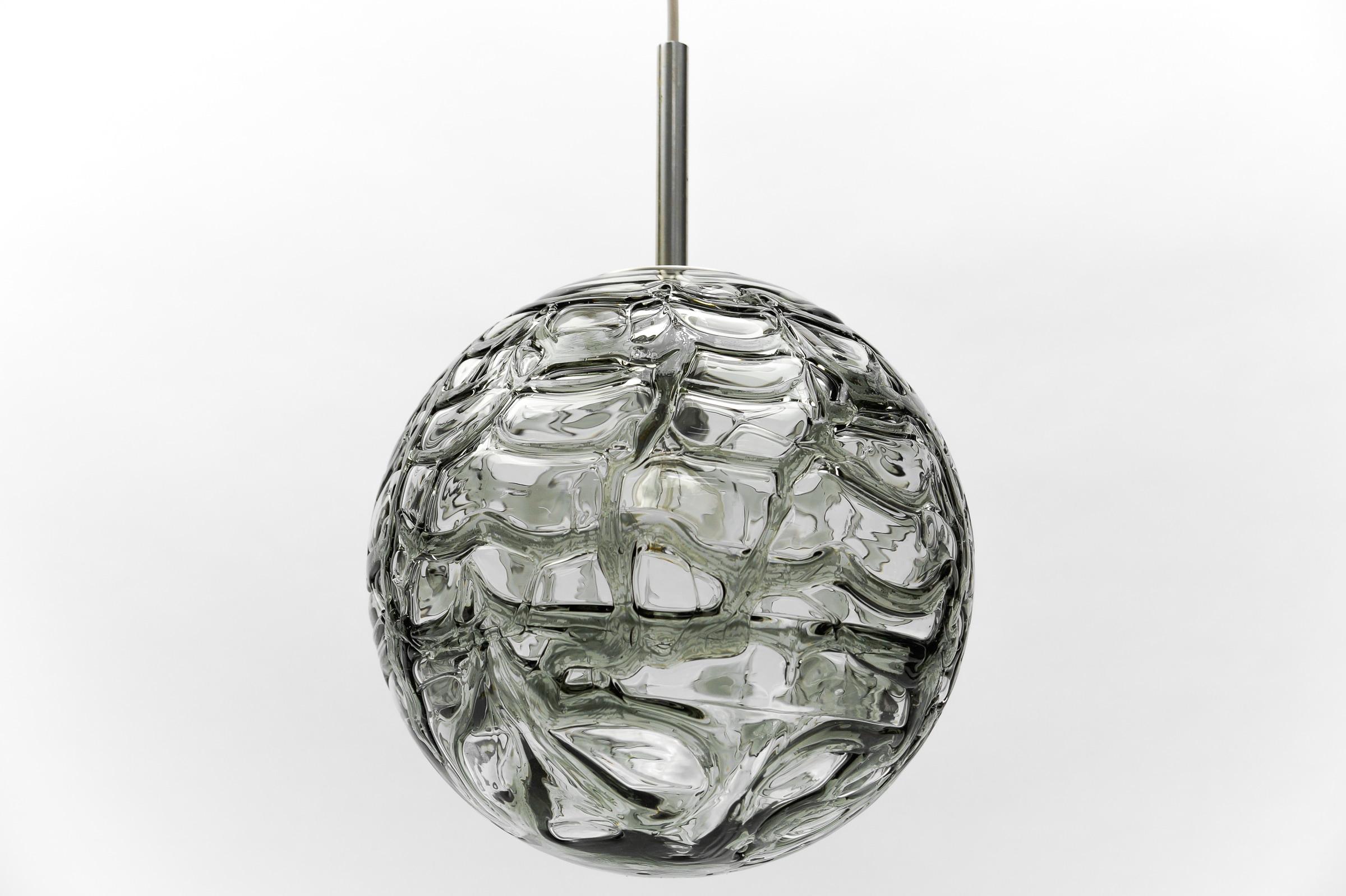 Lovely Black Murano Glass Ball Pendant Lamp by Doria, - 1960s Germany In Good Condition For Sale In Nürnberg, Bayern