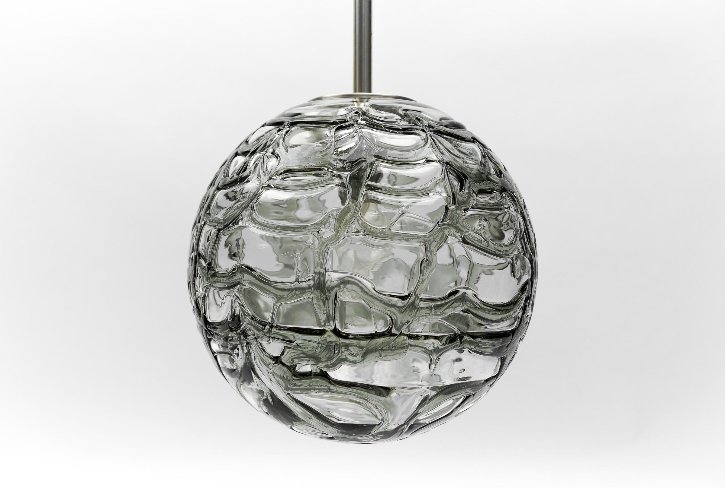 Lovely Black Murano Glass Ball Pendant Lamp by Doria, - 1960s Germany For Sale 1