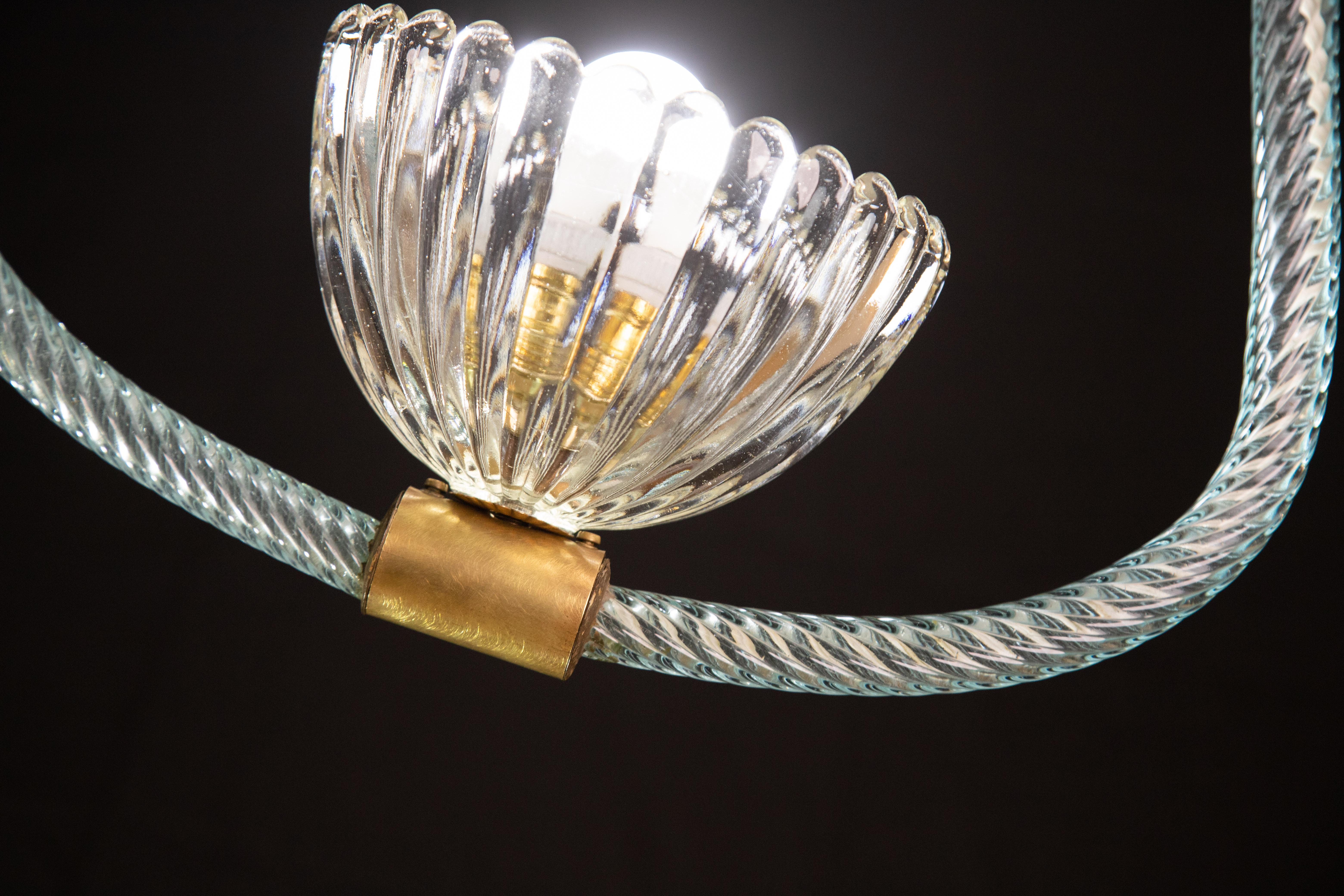 Lovely Blue Art Decò Barovier e Toso Pendant Light, 1930s 1