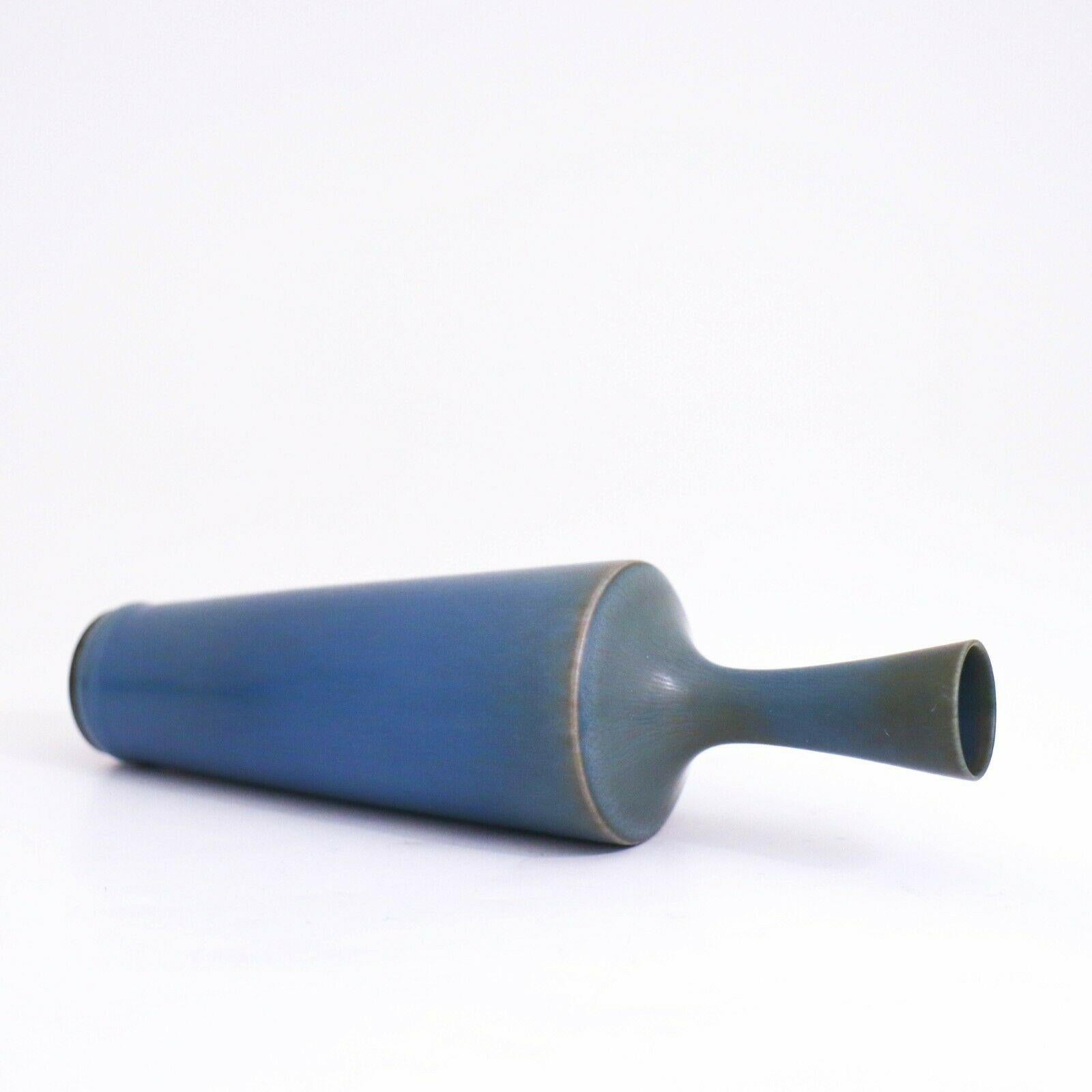 Swedish Lovely Blue Ceramic Vase, Berndt Friberg, Gustavsberg 1958 For Sale