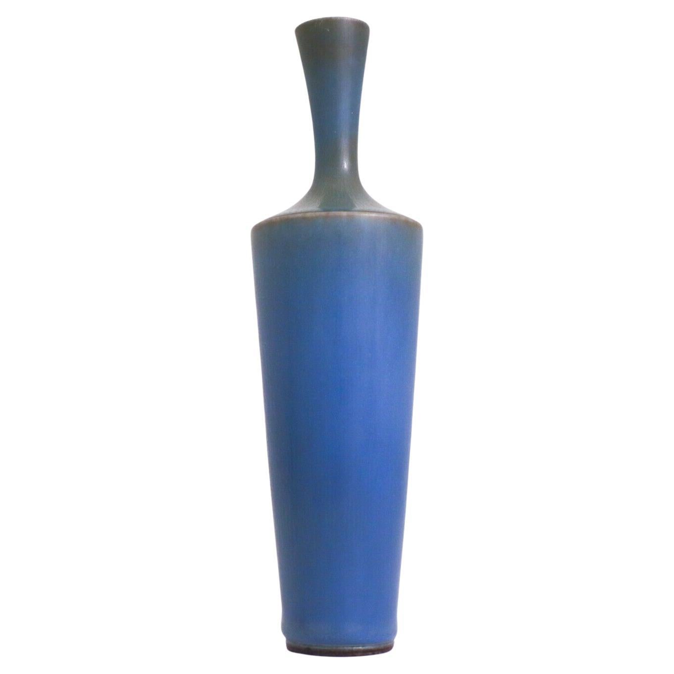 Lovely Blue Ceramic Vase, Berndt Friberg, Gustavsberg 1958 For Sale