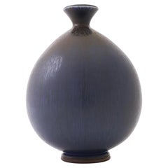 Retro Lovely Blue Ceramic Vase, Berndt Friberg, Gustavsberg 1972