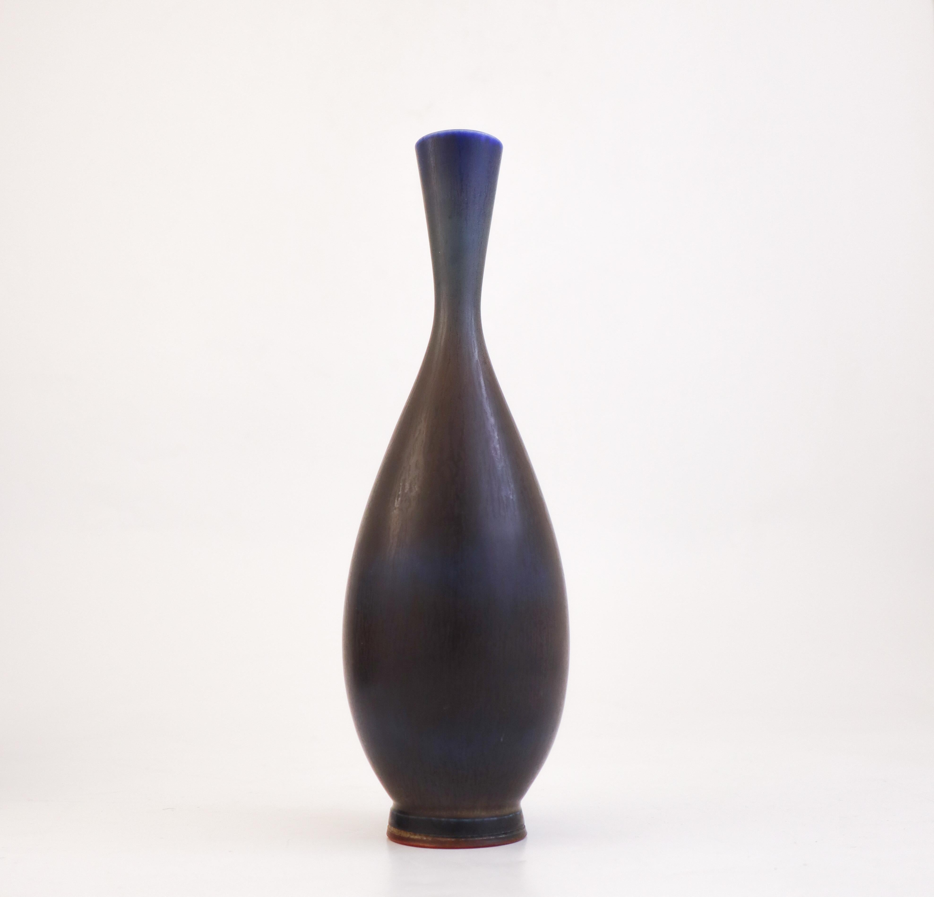 Swedish Lovely Blue Ceramic Vase, Berndt Friberg, Gustavsberg - Mid 20th Century For Sale