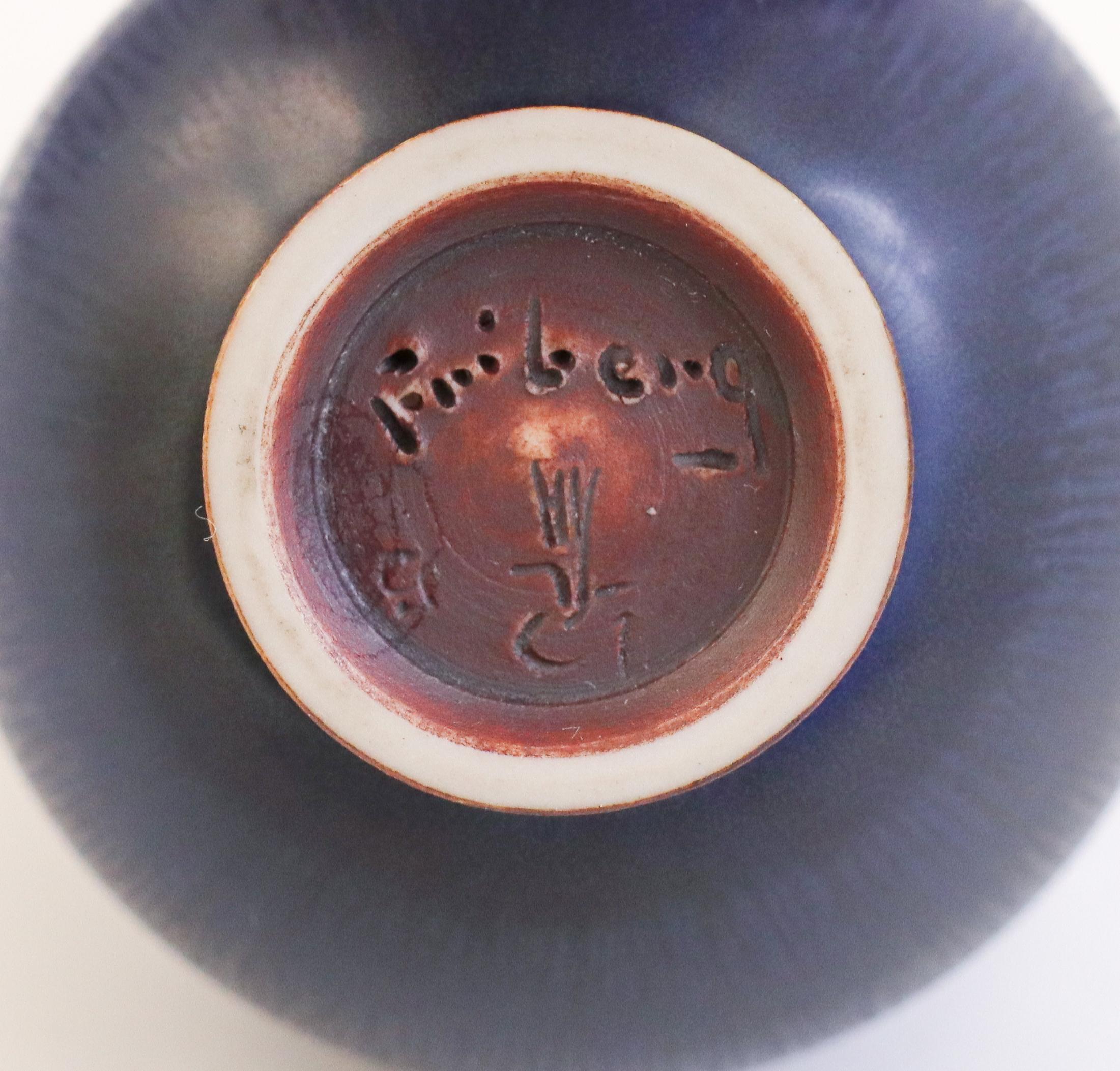 Lovely Blue Ceramic Vase, Berndt Friberg, Gustavsberg - Mid 20th Century For Sale 3